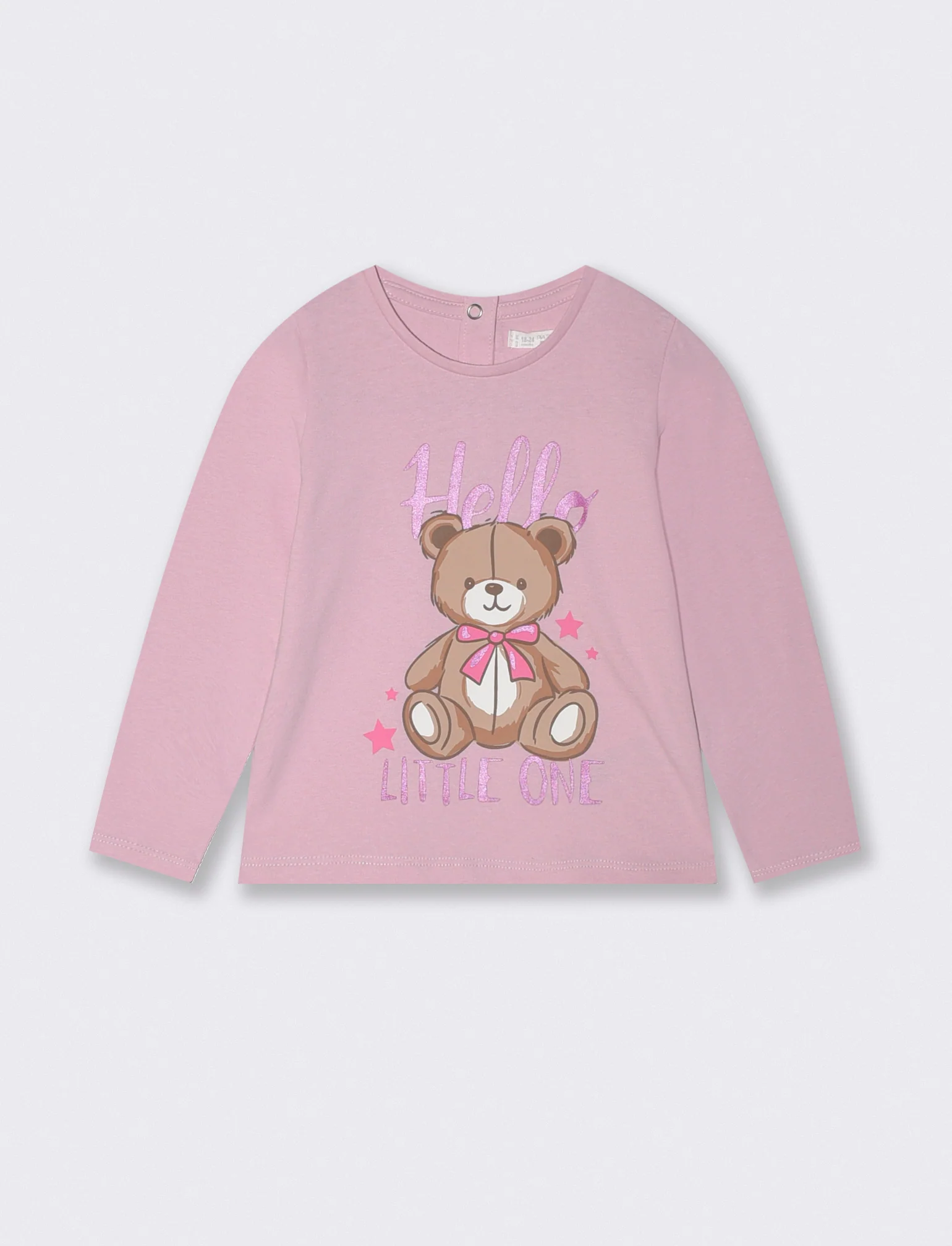T-shirt basica con stampa brillante - Rosa polvere