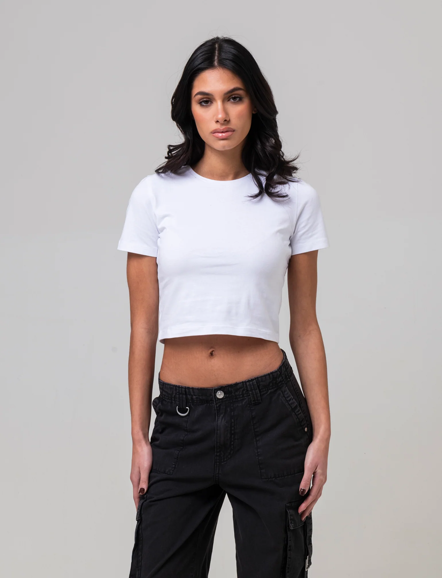 T-shirt basica crop da donna - Bianco - Image 3
