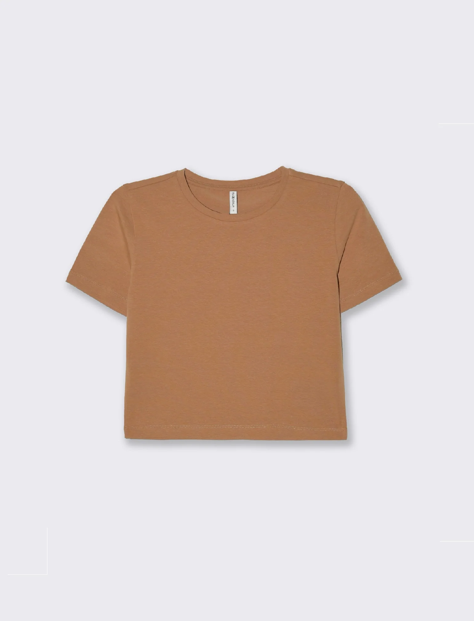 T-shirt basica crop da donna - Caramello - Image 4