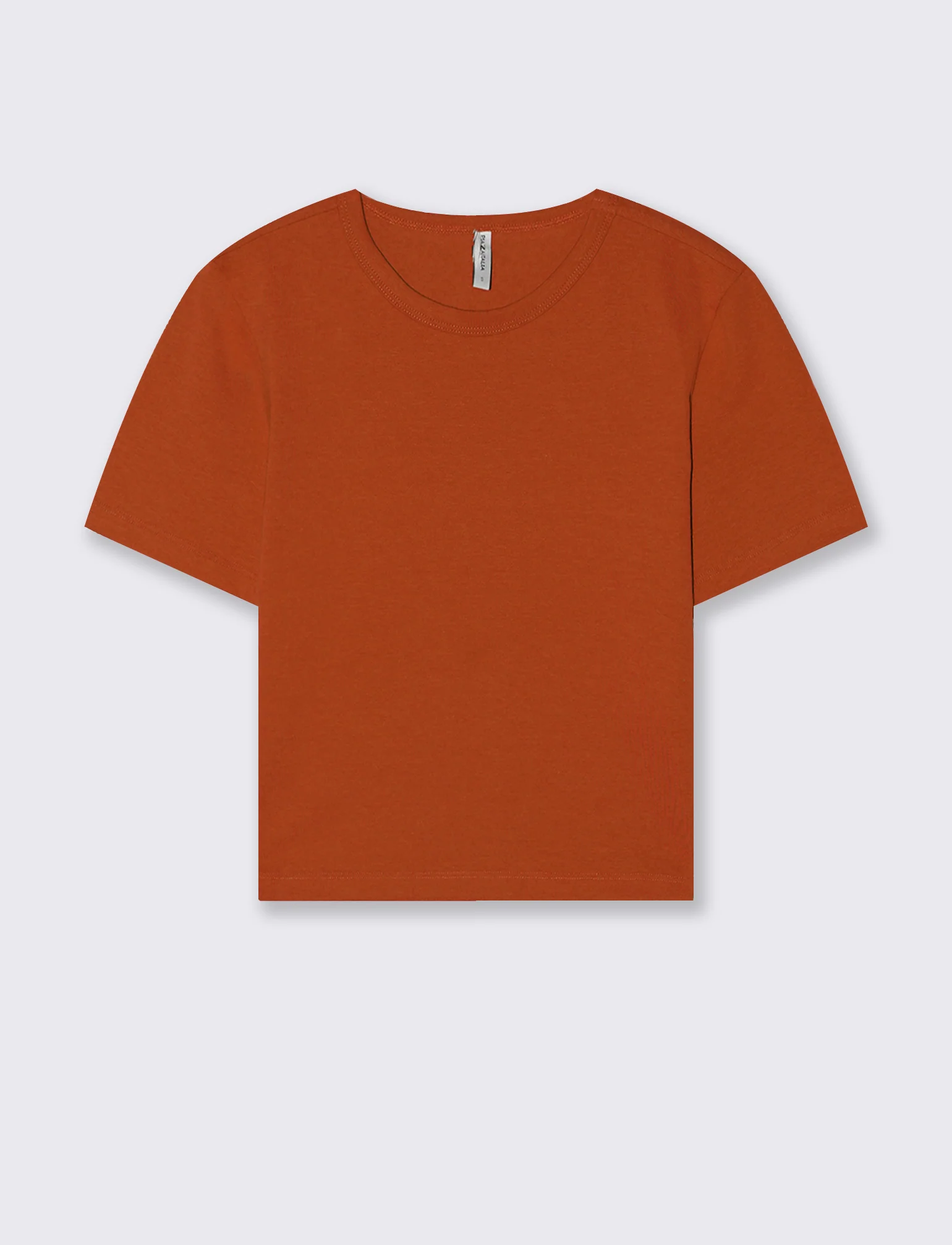 T-Shirt Basica Crop Manica Corta - Cognac - Image 2