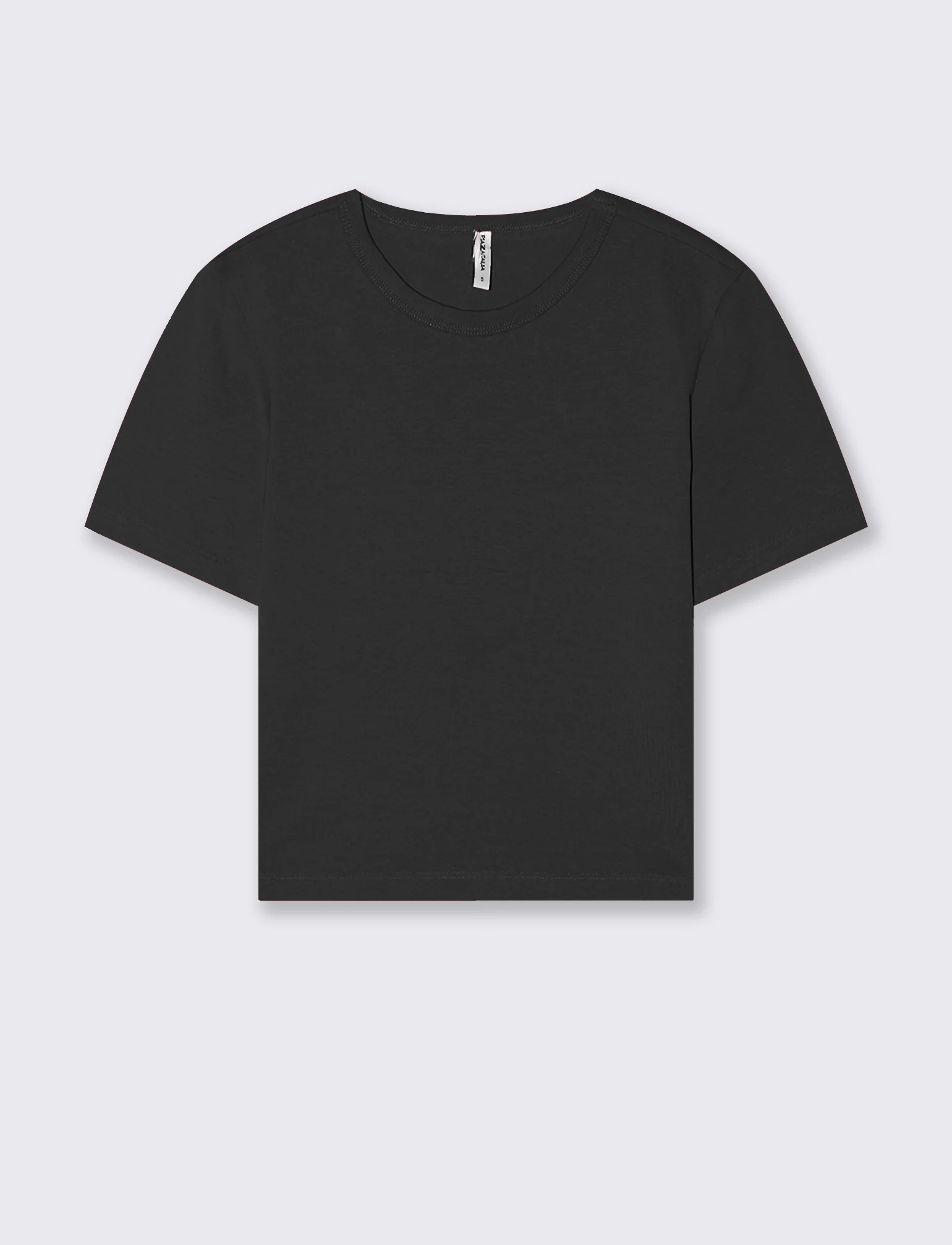 T-Shirt Basica Crop Manica Corta - Nero