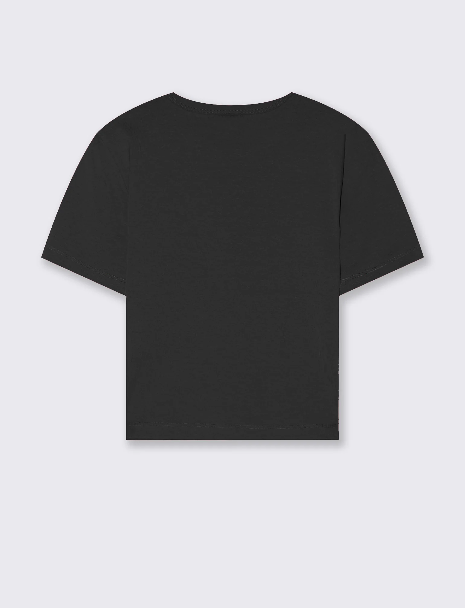 T-Shirt Basica Crop Manica Corta - Nero - Image 2