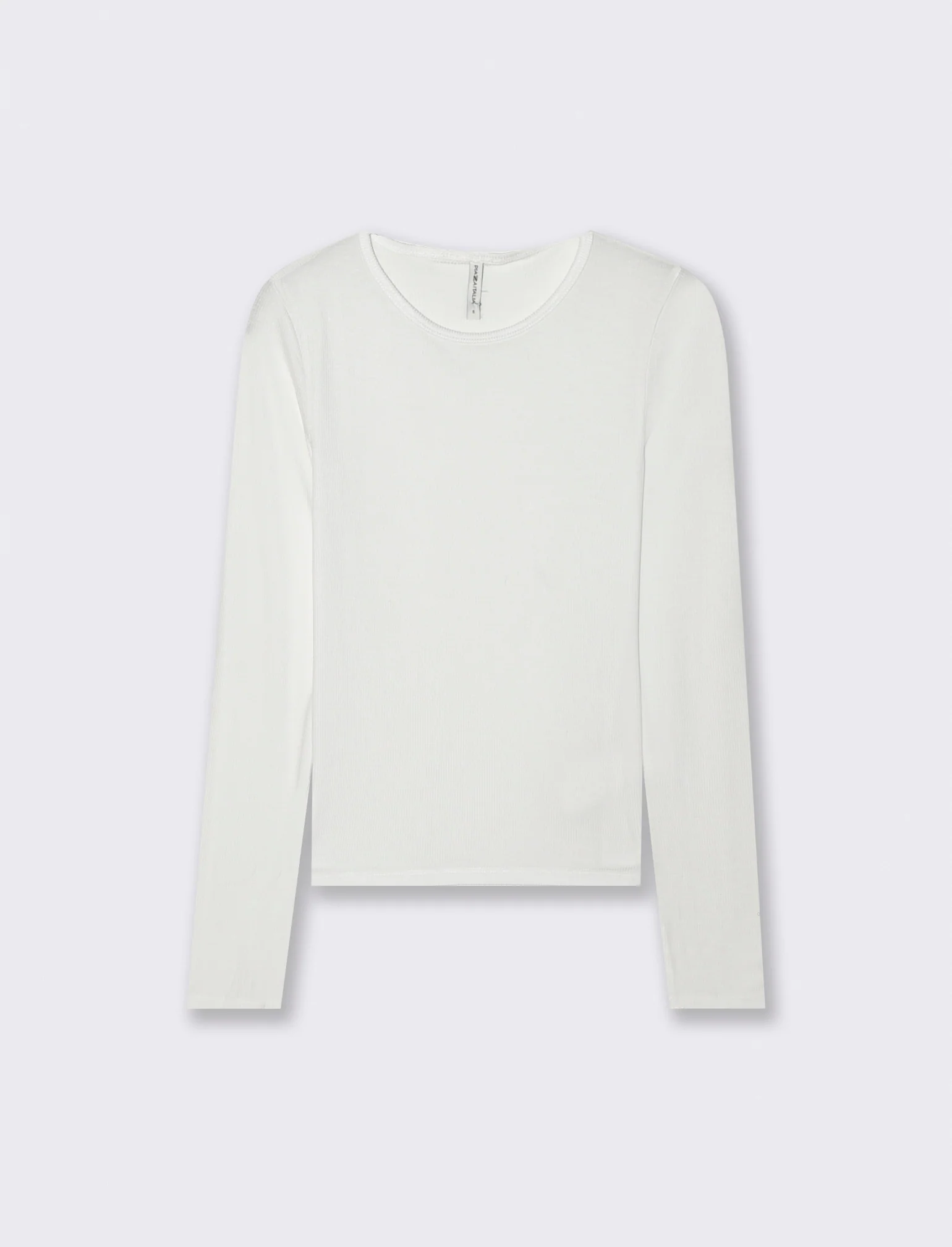 T-shirt Basica Girocollo a Coste Skinny - Bianco