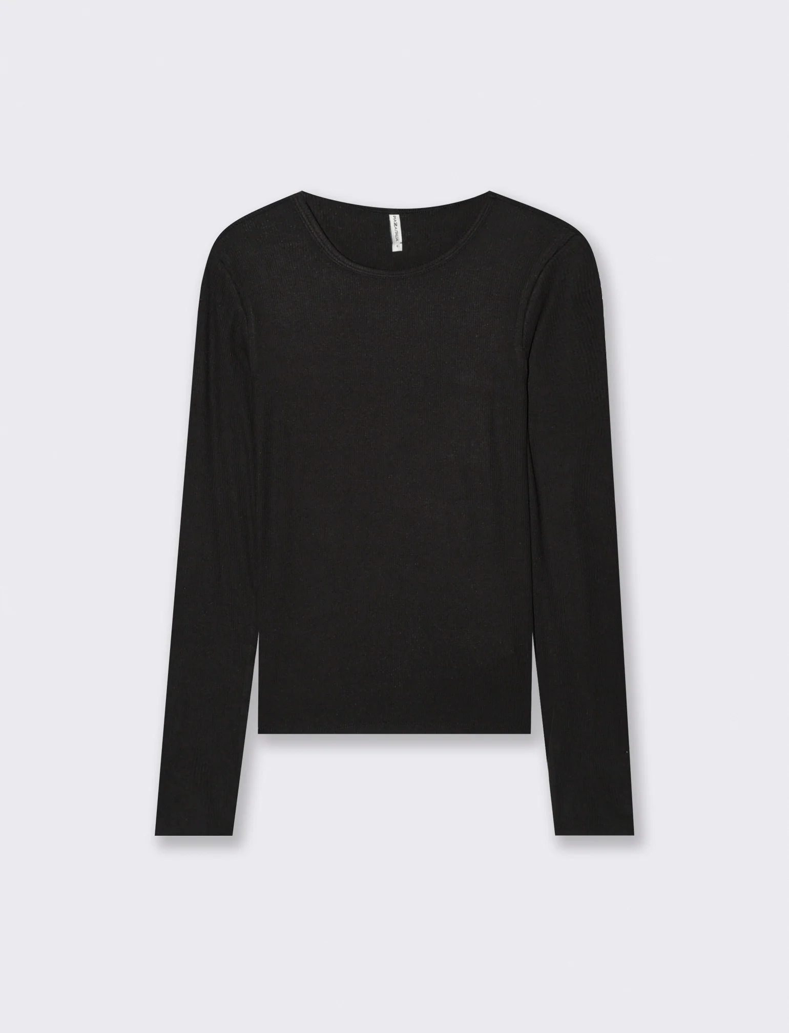T-shirt Basica Girocollo a Coste Skinny - Nero
