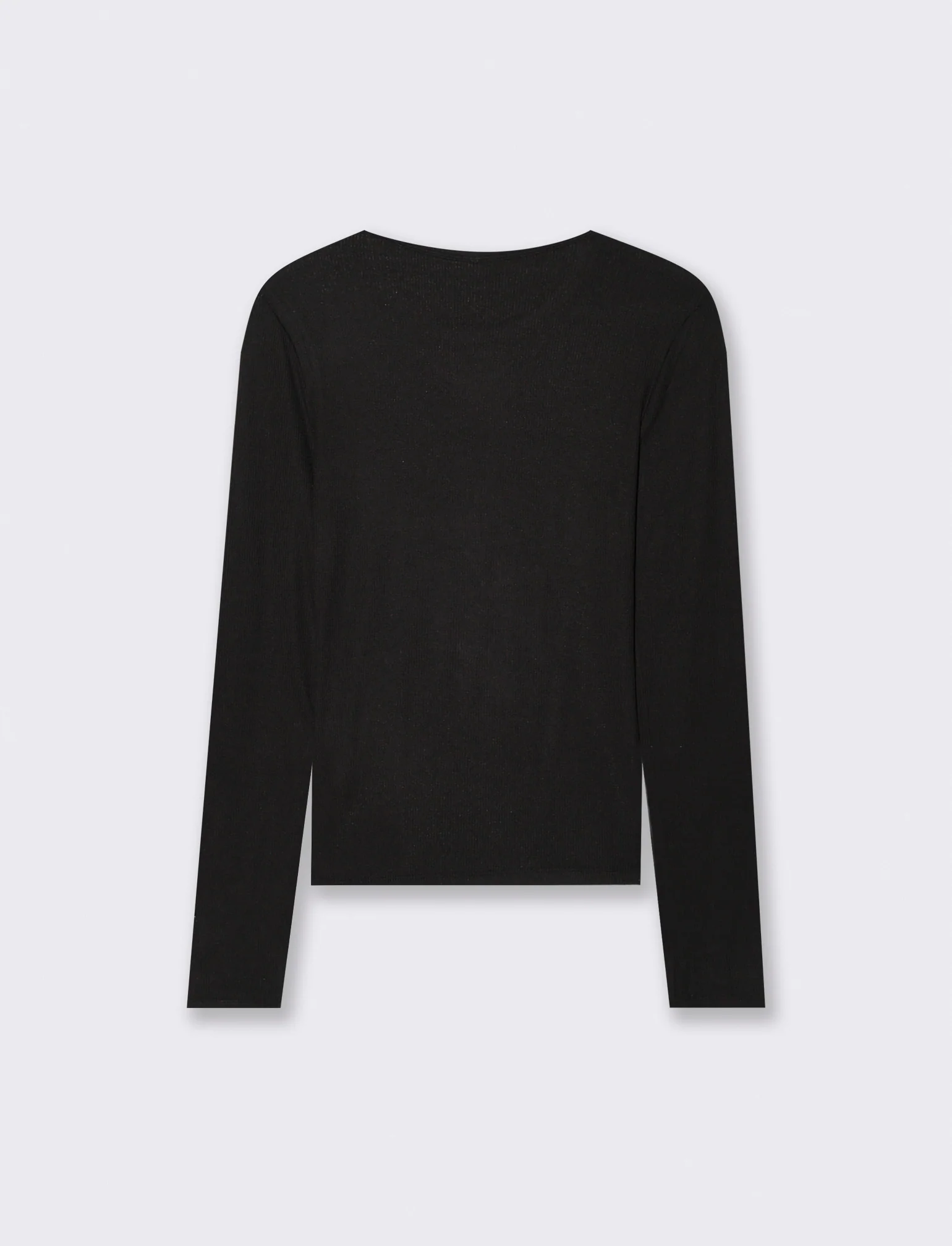 T-shirt Basica Girocollo a Coste Skinny - Nero - Image 2