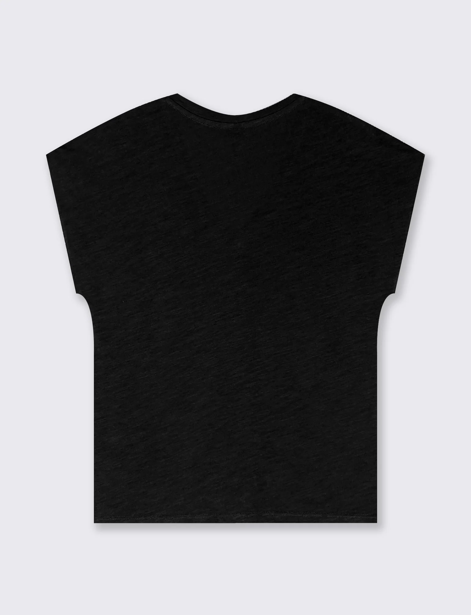 T-Shirt Basica in Cotone con Scollo a V - Nero - Image 2