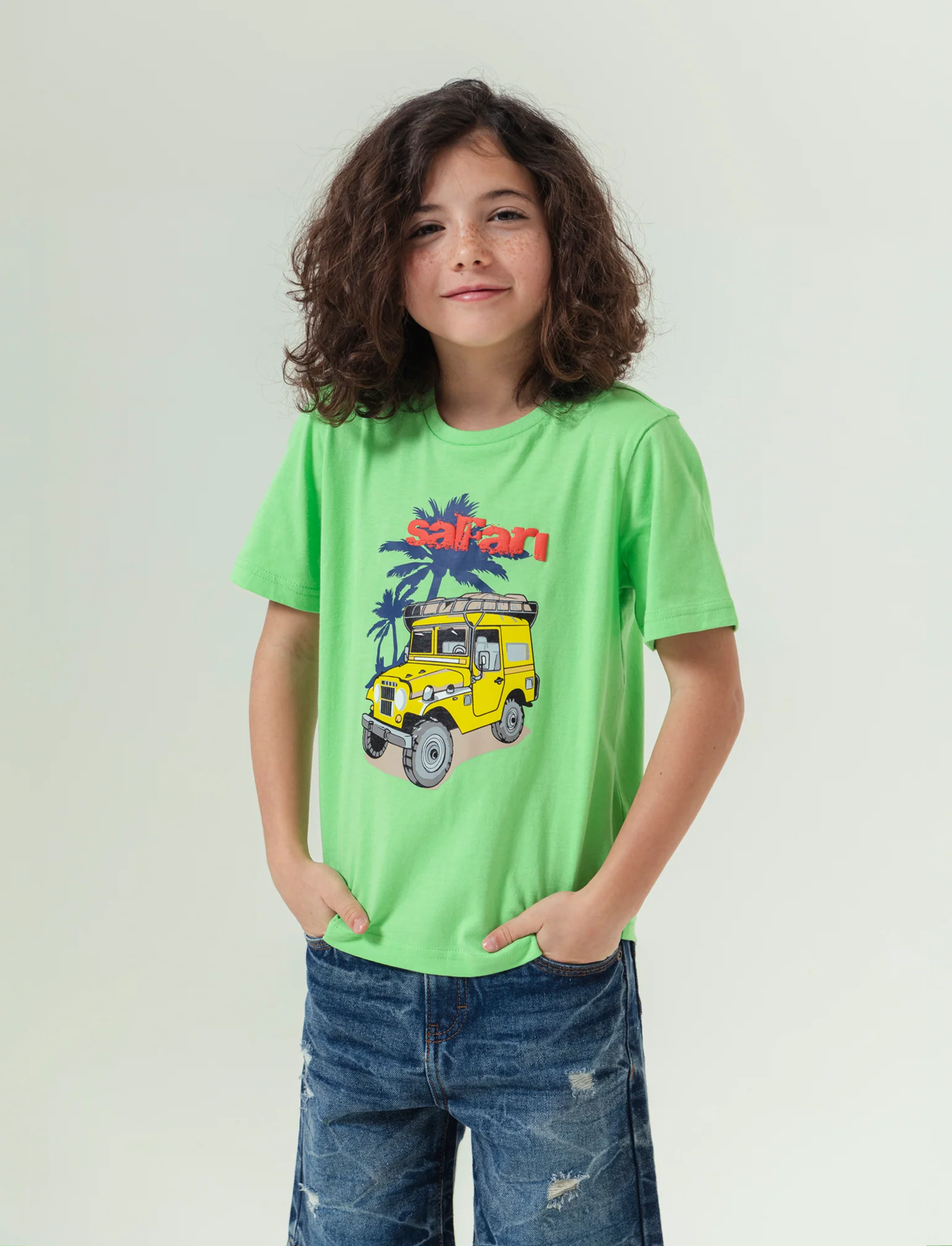 T-shirt basica in cotone da bambino - Verde mela