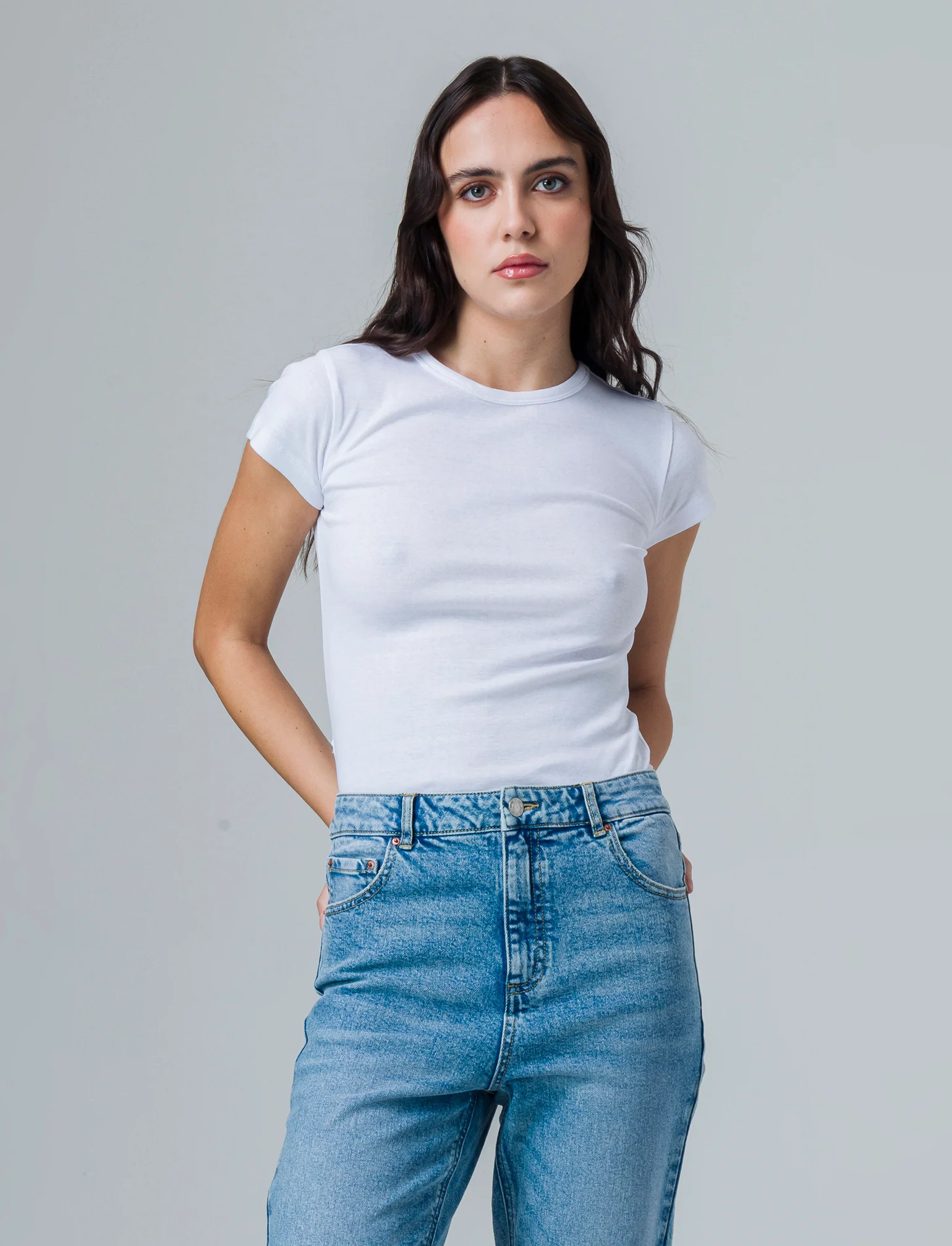 T-shirt basica manica corta da donna - Bianco - Image 3