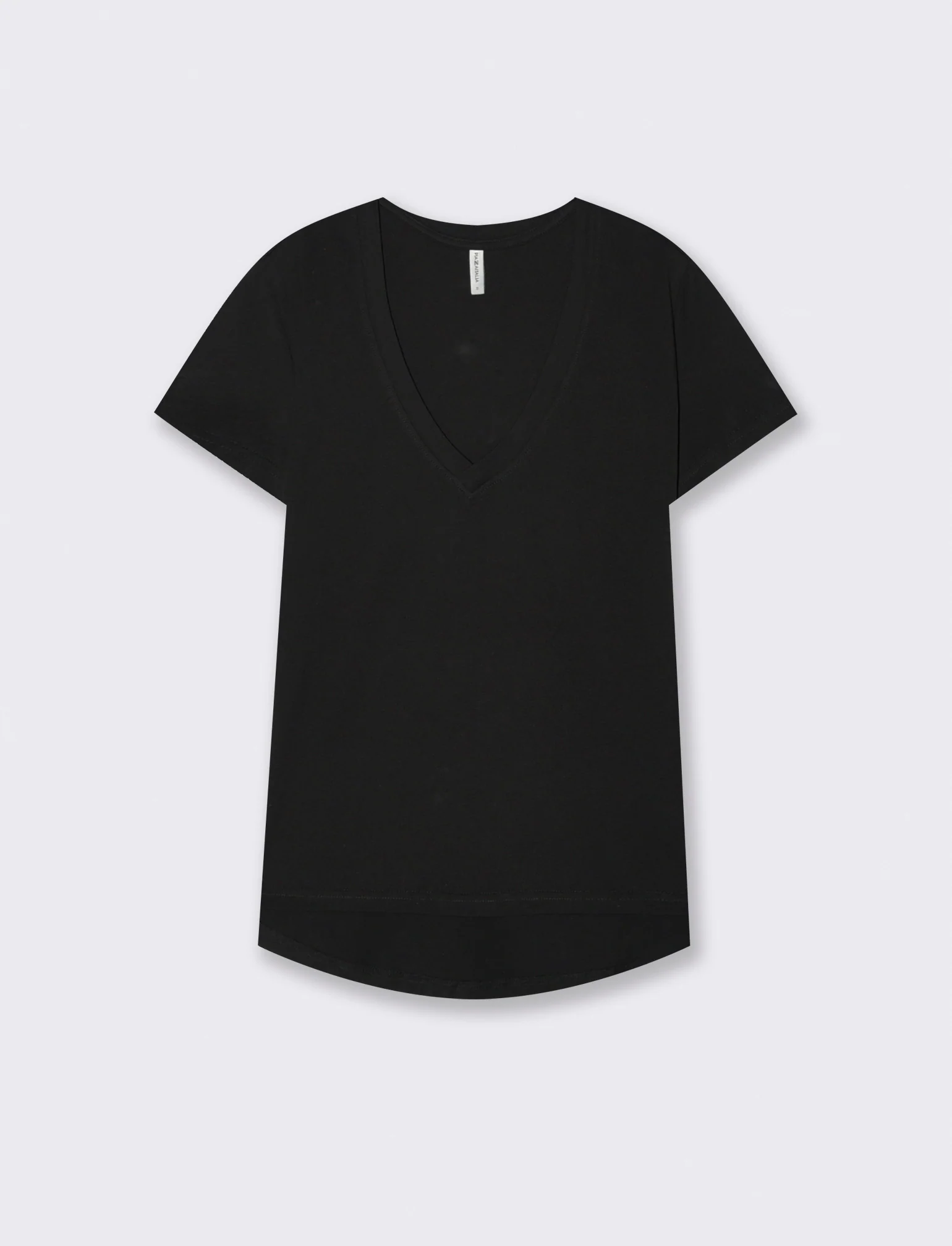 T-Shirt Basica Manica Corta Scollo a V - Nero