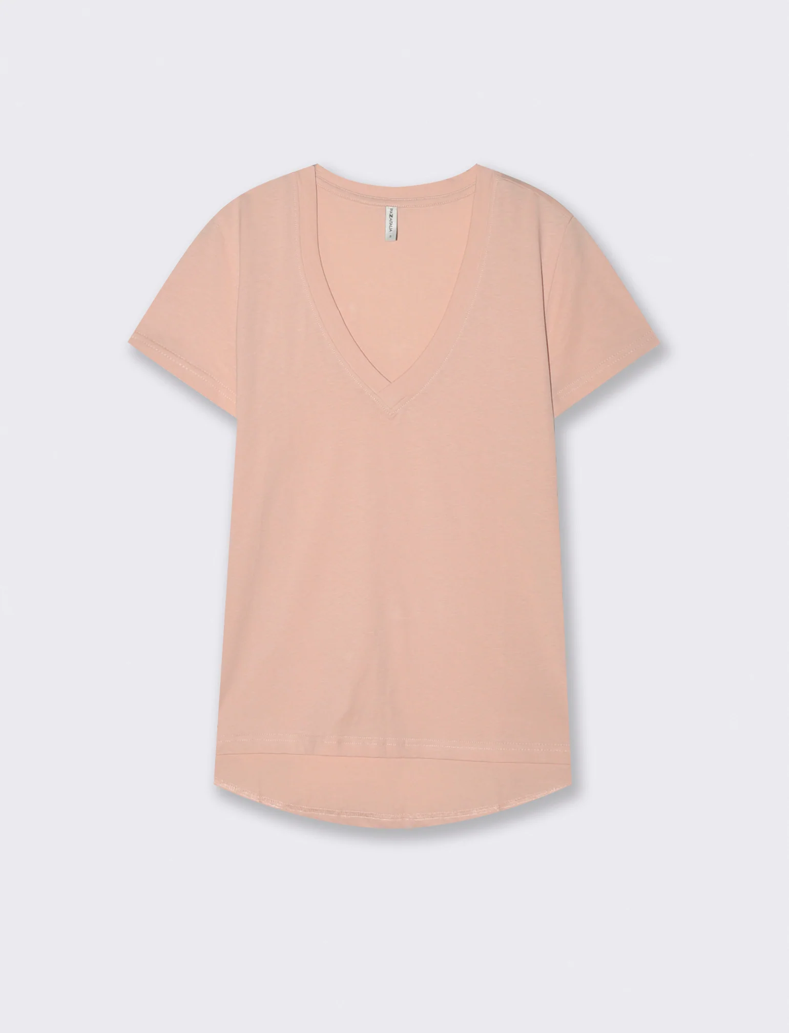 T-Shirt Basica Manica Corta Scollo a V - Pesca