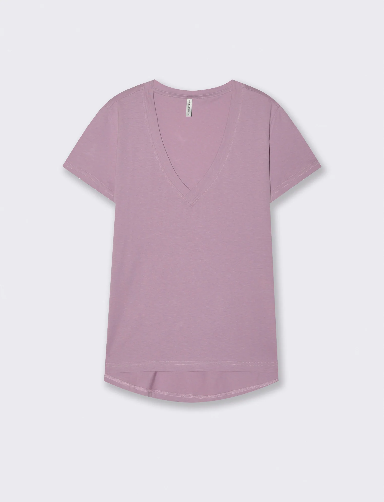 T-Shirt Basica Manica Corta Scollo a V - Viola glicine