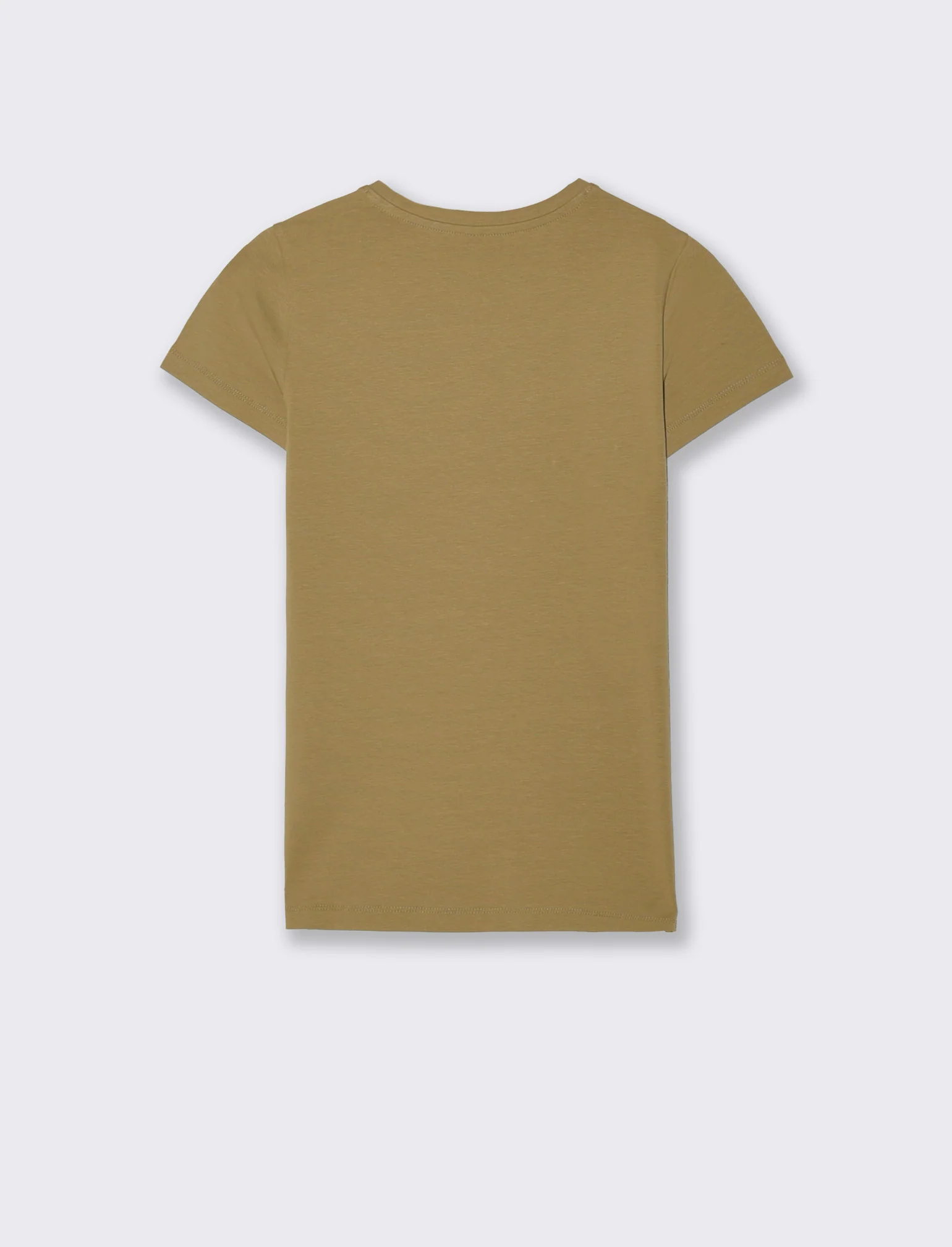 T-Shirt Basica Manica Corta Skinny - Beige fieno - Image 2