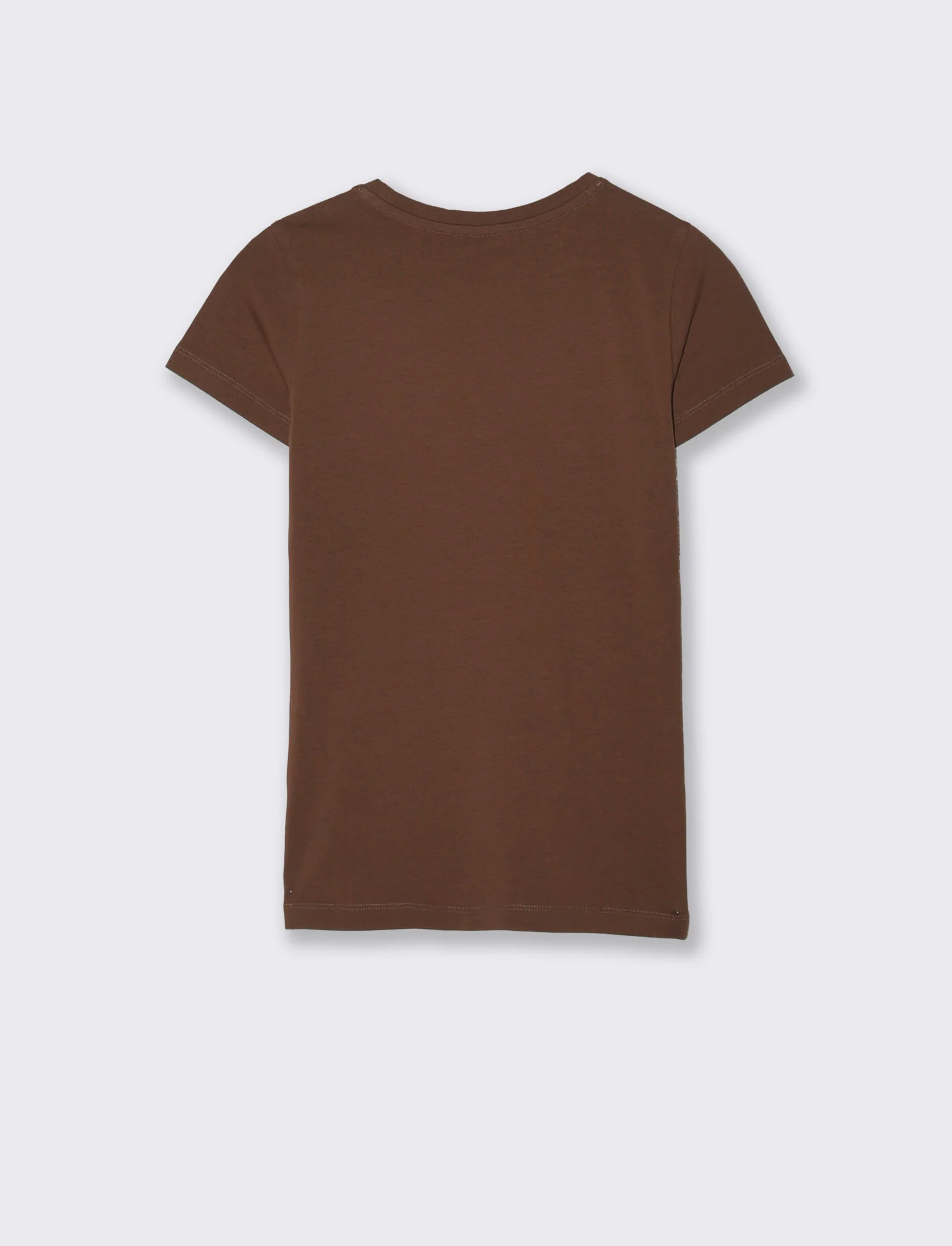 T-Shirt Basica Manica Corta Skinny - Marrone cioccolato - Image 2