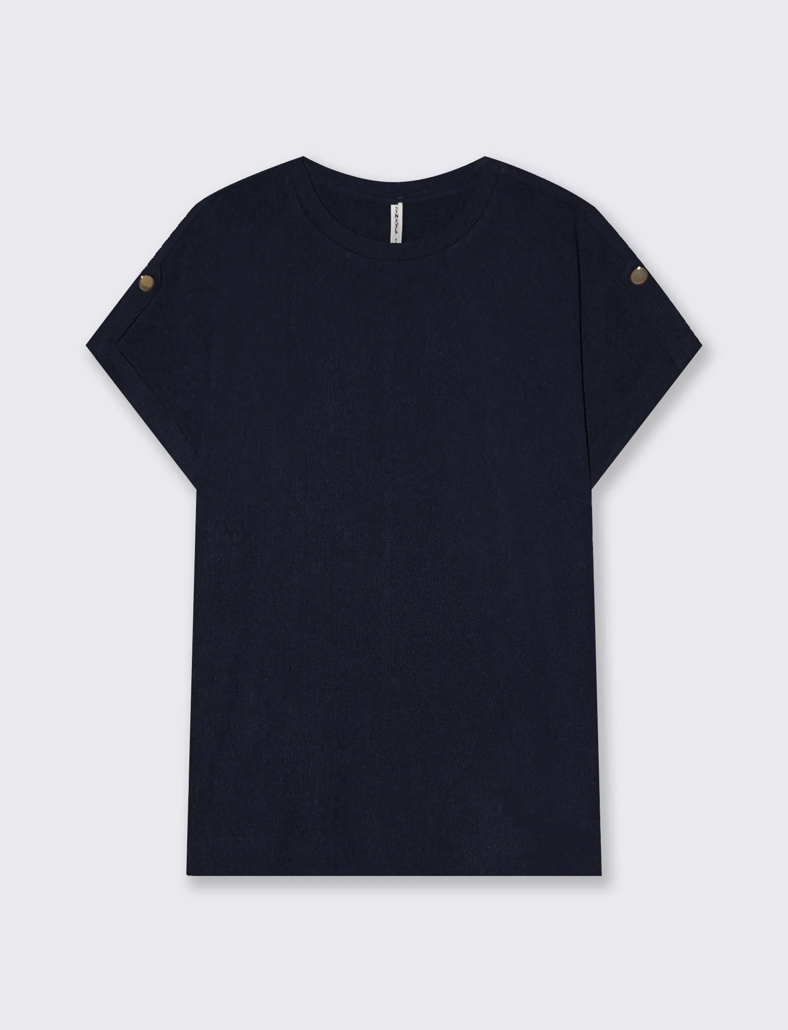 T-Shirt Basica Manica Corto con Spacchetti - Blu - Image 3