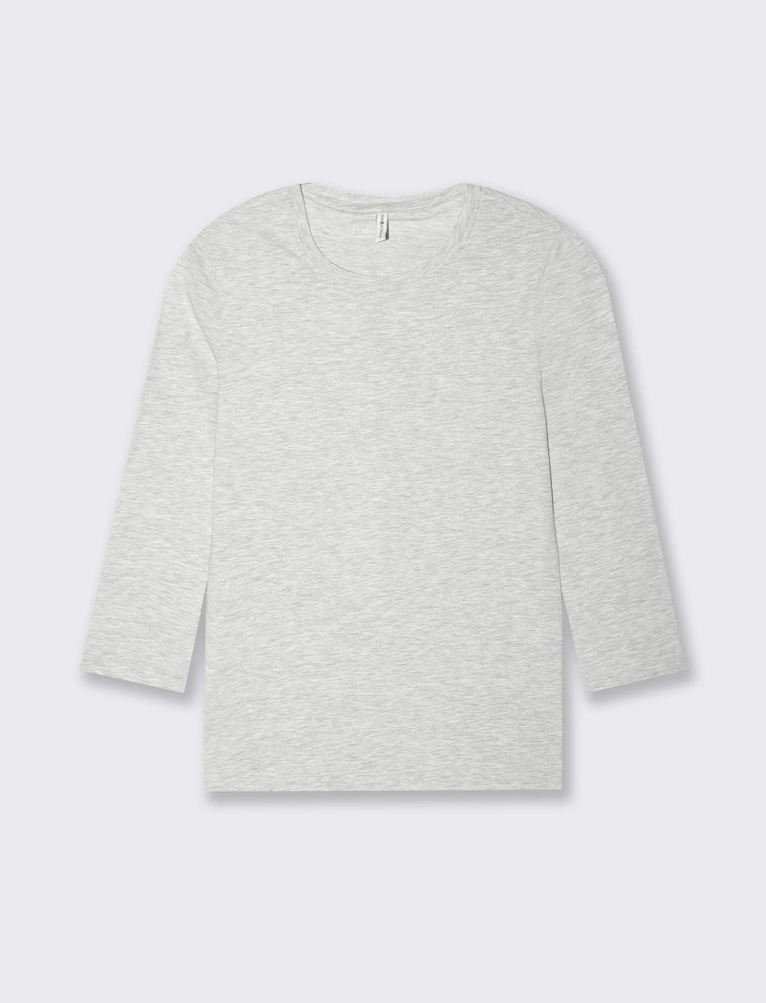 T-shirt basica manica lunga da donna - Grigio chiaro
