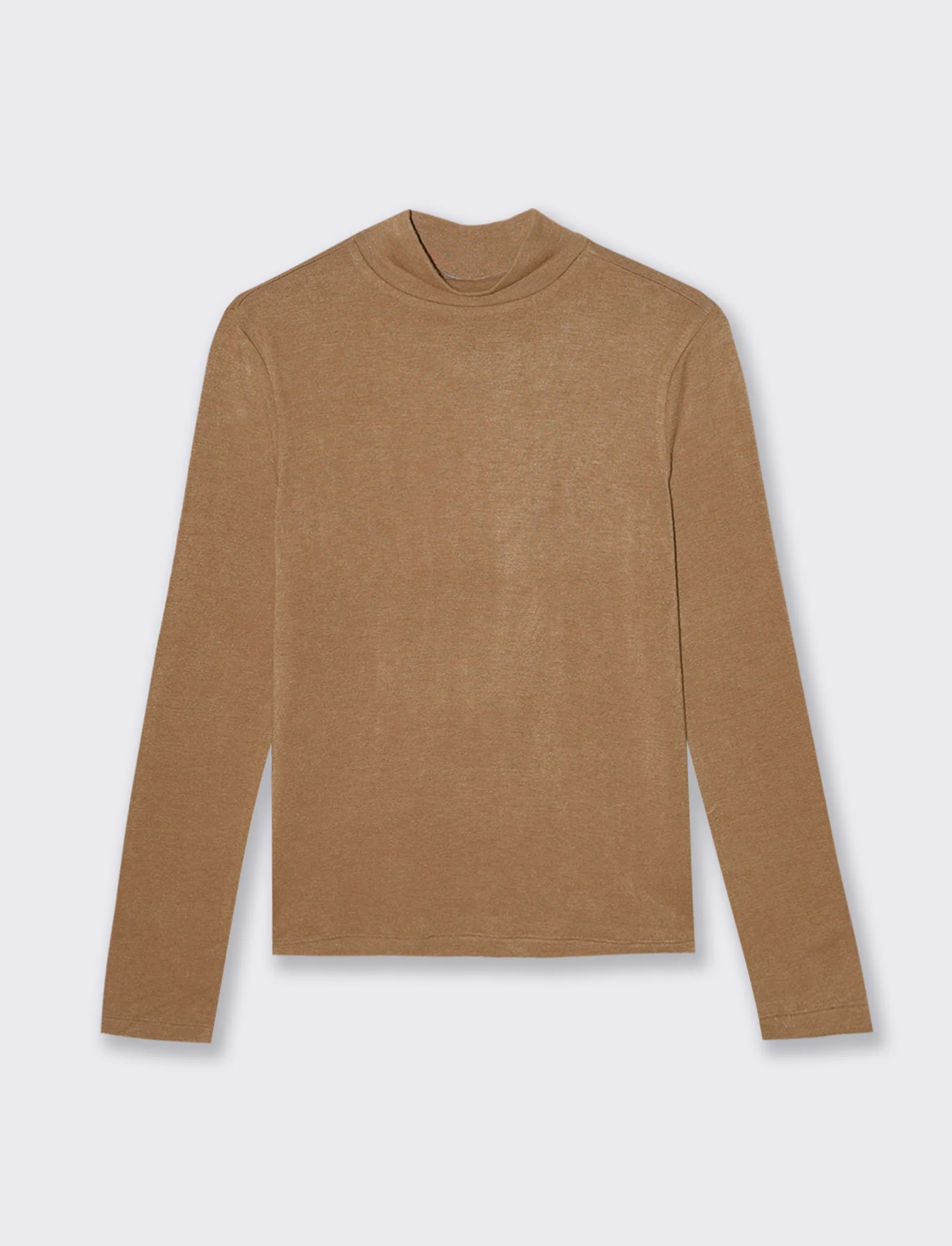 T-SHIRT BASICA MEZZO COLLO - Cammello - Image 2
