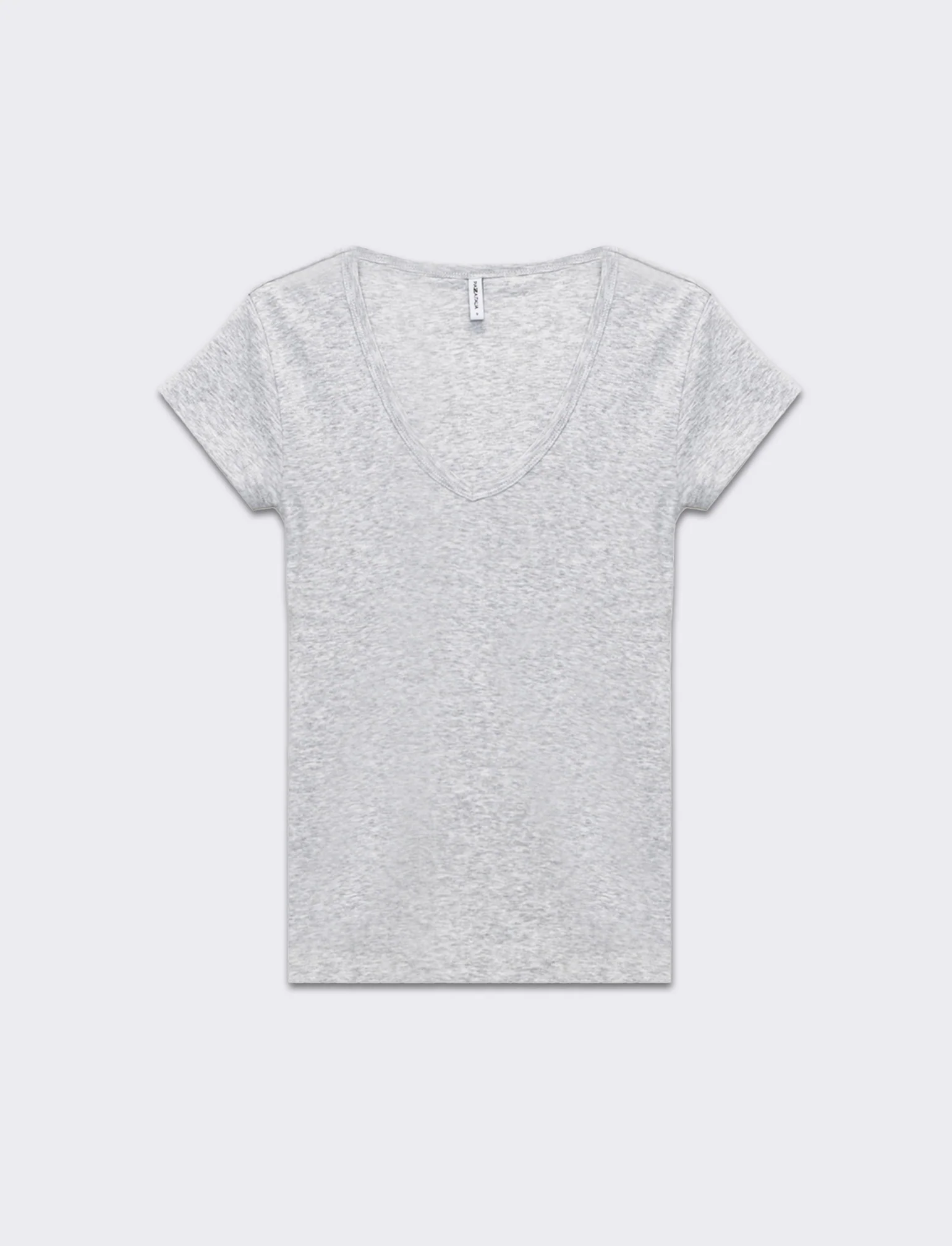 T-shirt basica scollo a v da donna - Grigio chiaro