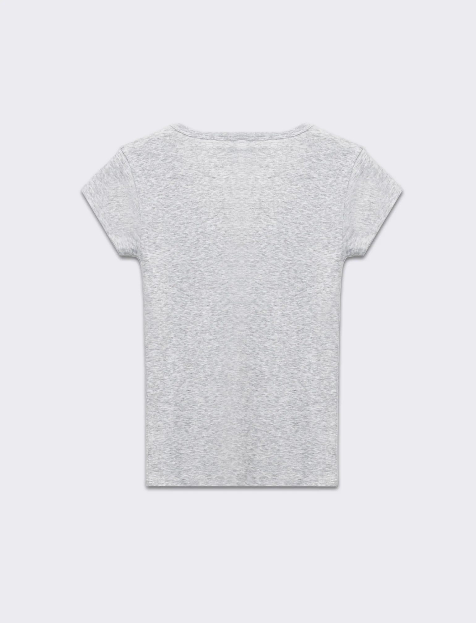 T-shirt basica scollo a v da donna - Grigio chiaro - Image 2