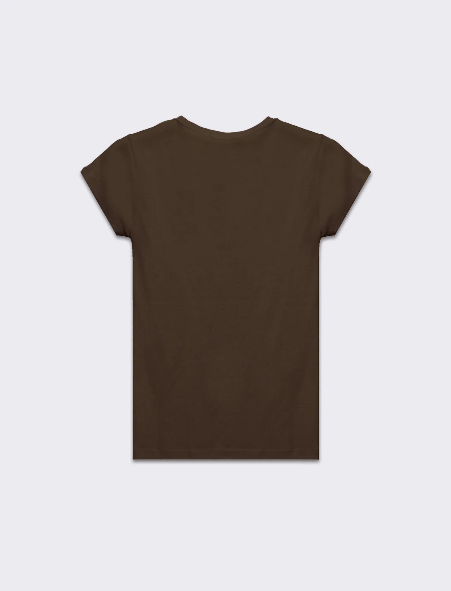 T-shirt basica scollo a v da donna - Marrone tabacco - Image 2