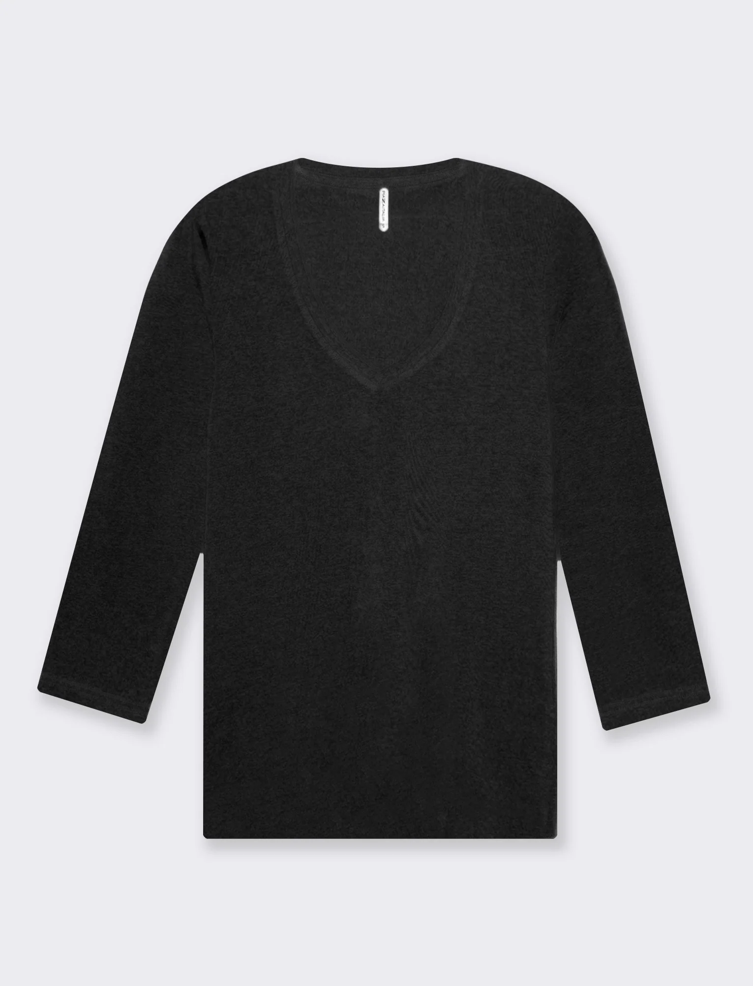 T-shirt basica scollo a v da donna - Nero - Image 4