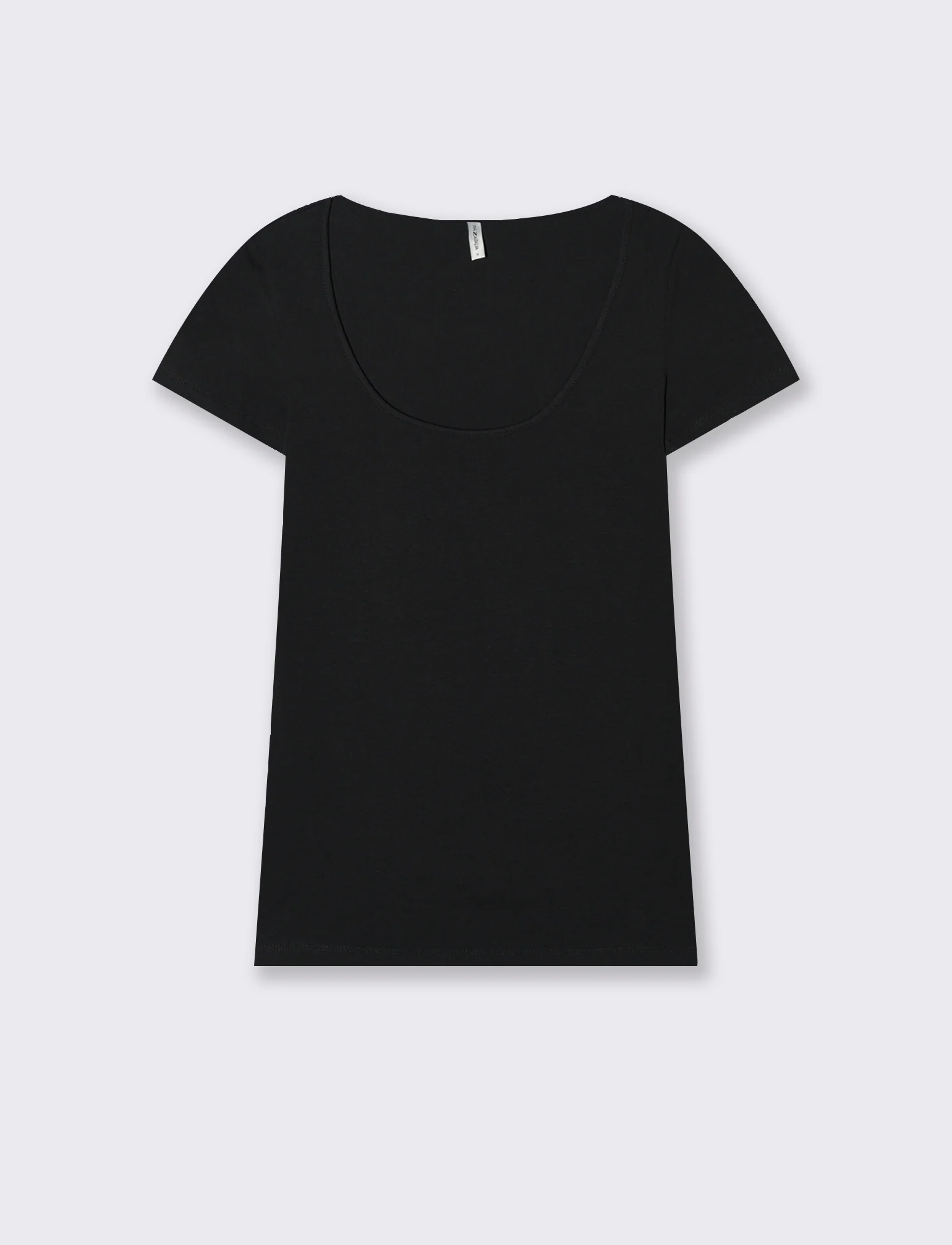 T-shirt basica scollo quadrato da donna - Nero