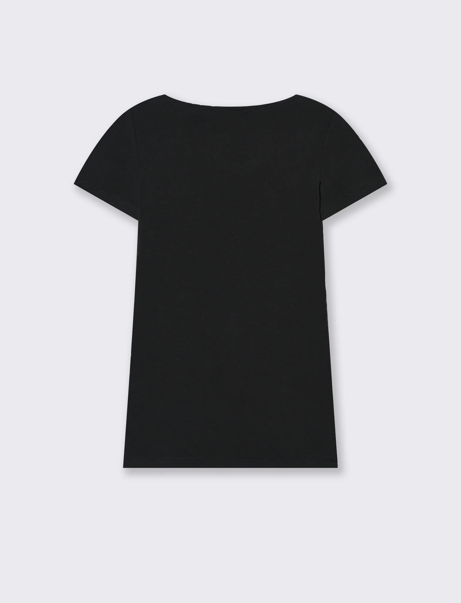 T-shirt basica scollo quadrato da donna - Nero - Image 2
