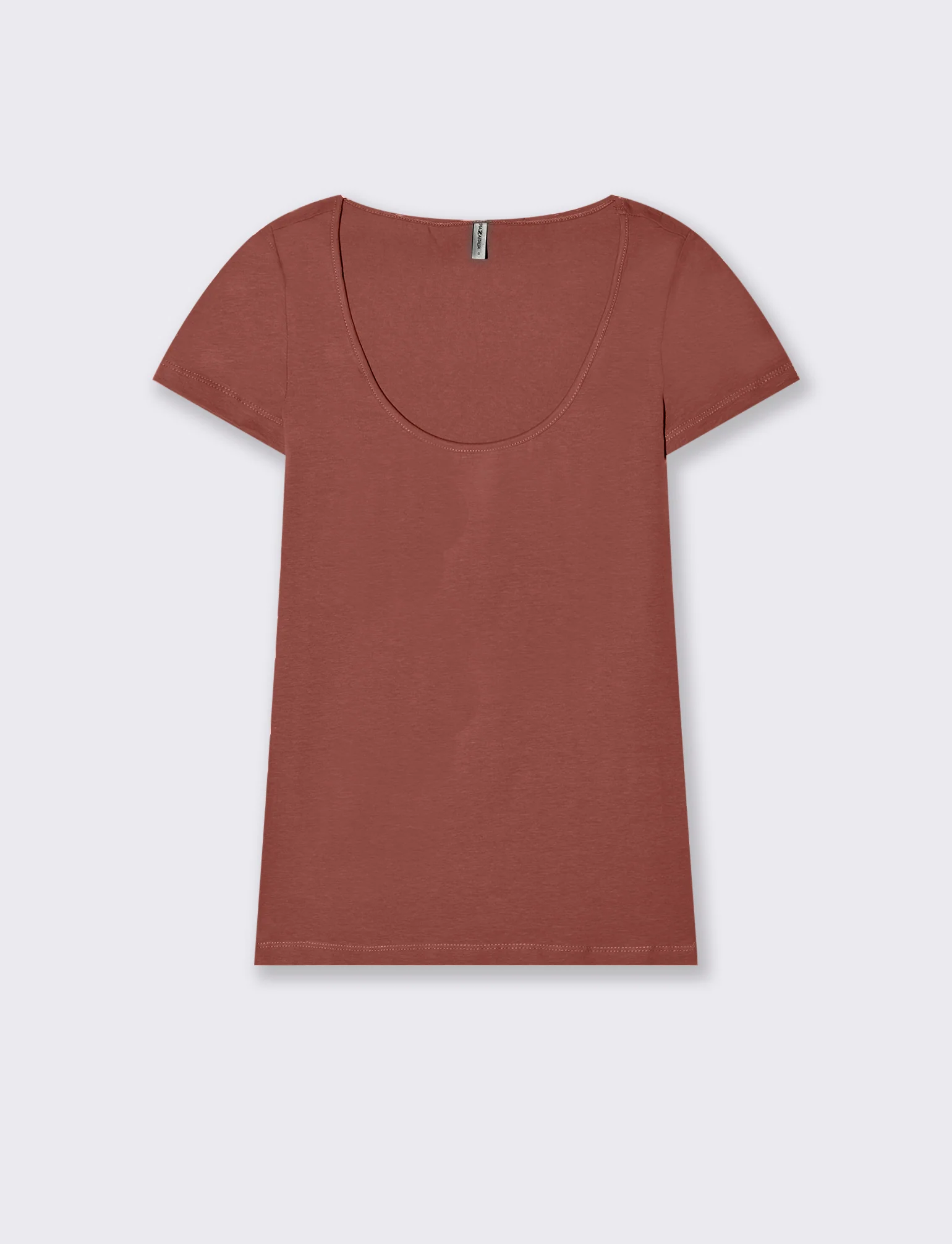 T-shirt basica scollo quadrato da donna - Rosso mattone