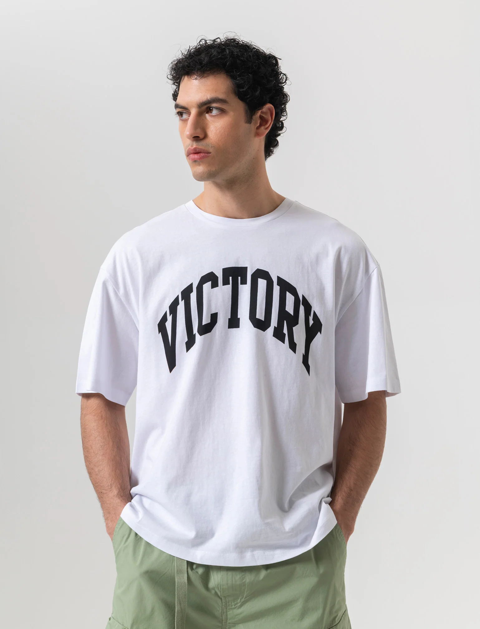 T-shirt boxy fit con stampa da uomo - Bianco