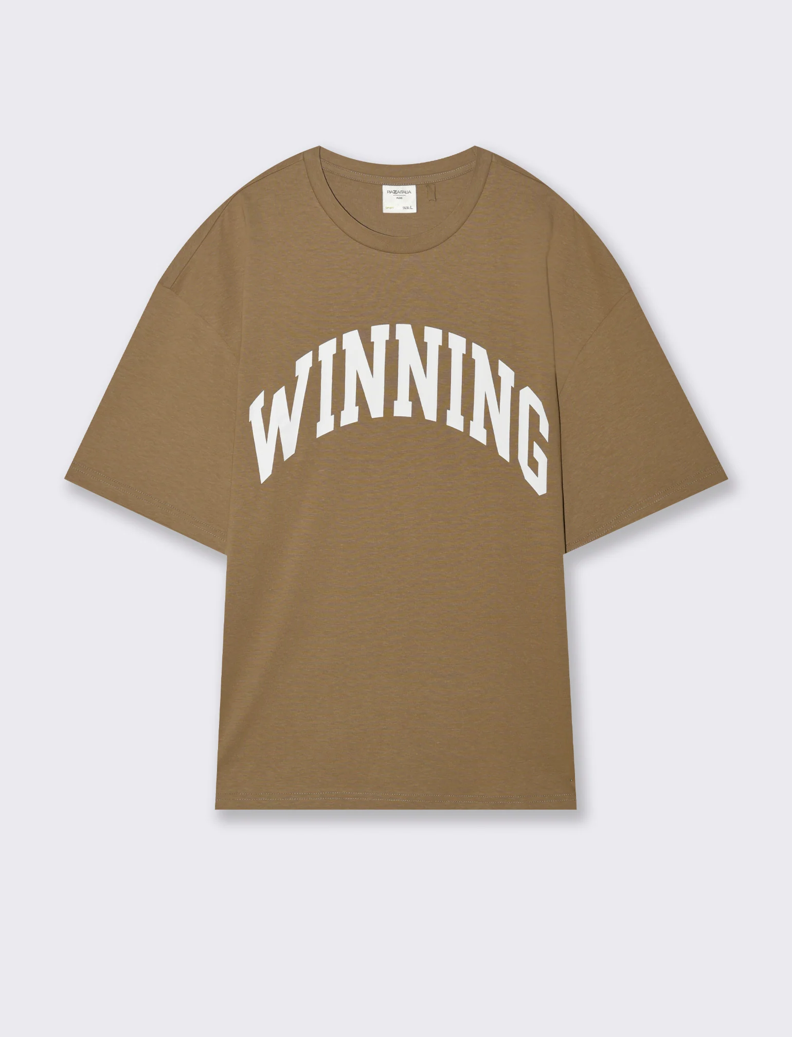 T-shirt boxy fit con stampa da uomo - Grigio tortora - Image 4