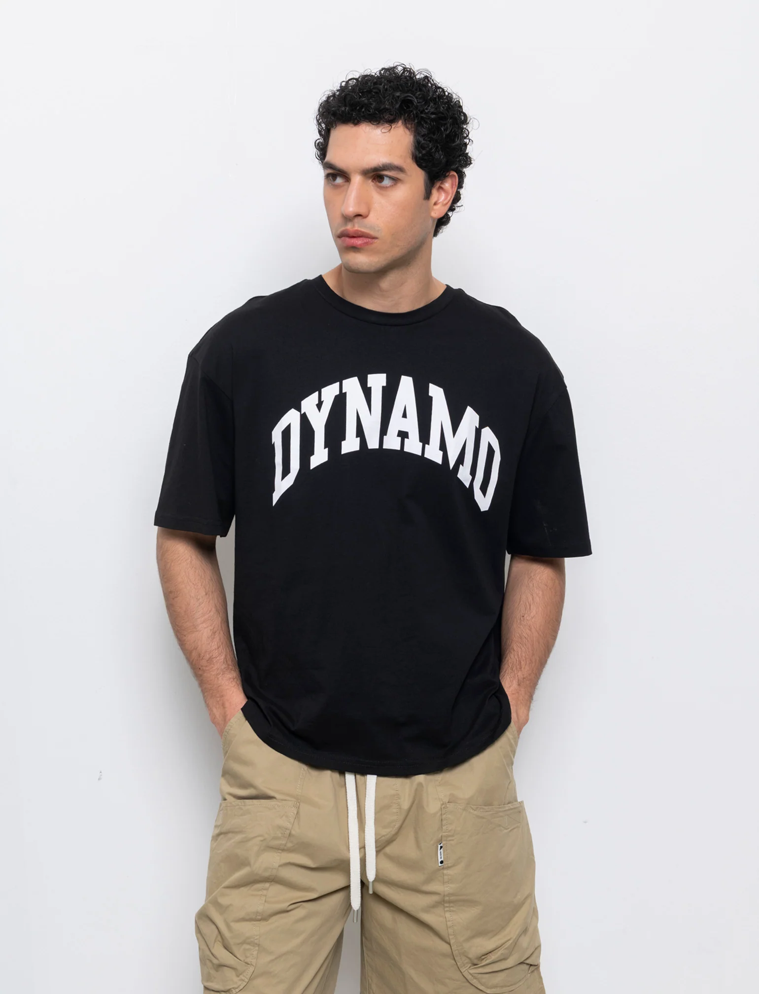 T-shirt boxy fit con stampa da uomo - Nero