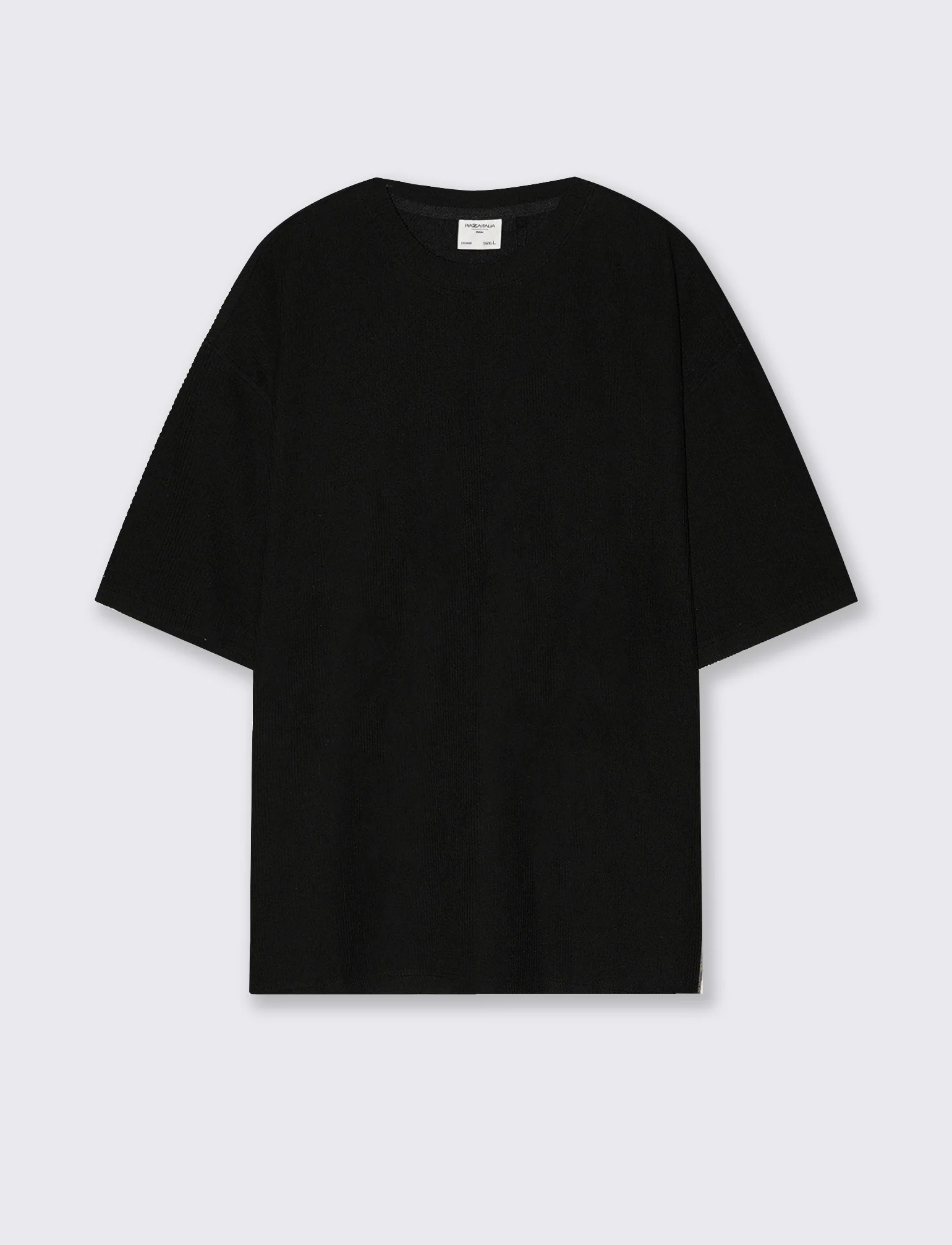 T-shirt Boxy Fit Effetto Maglia Coerente - Nero