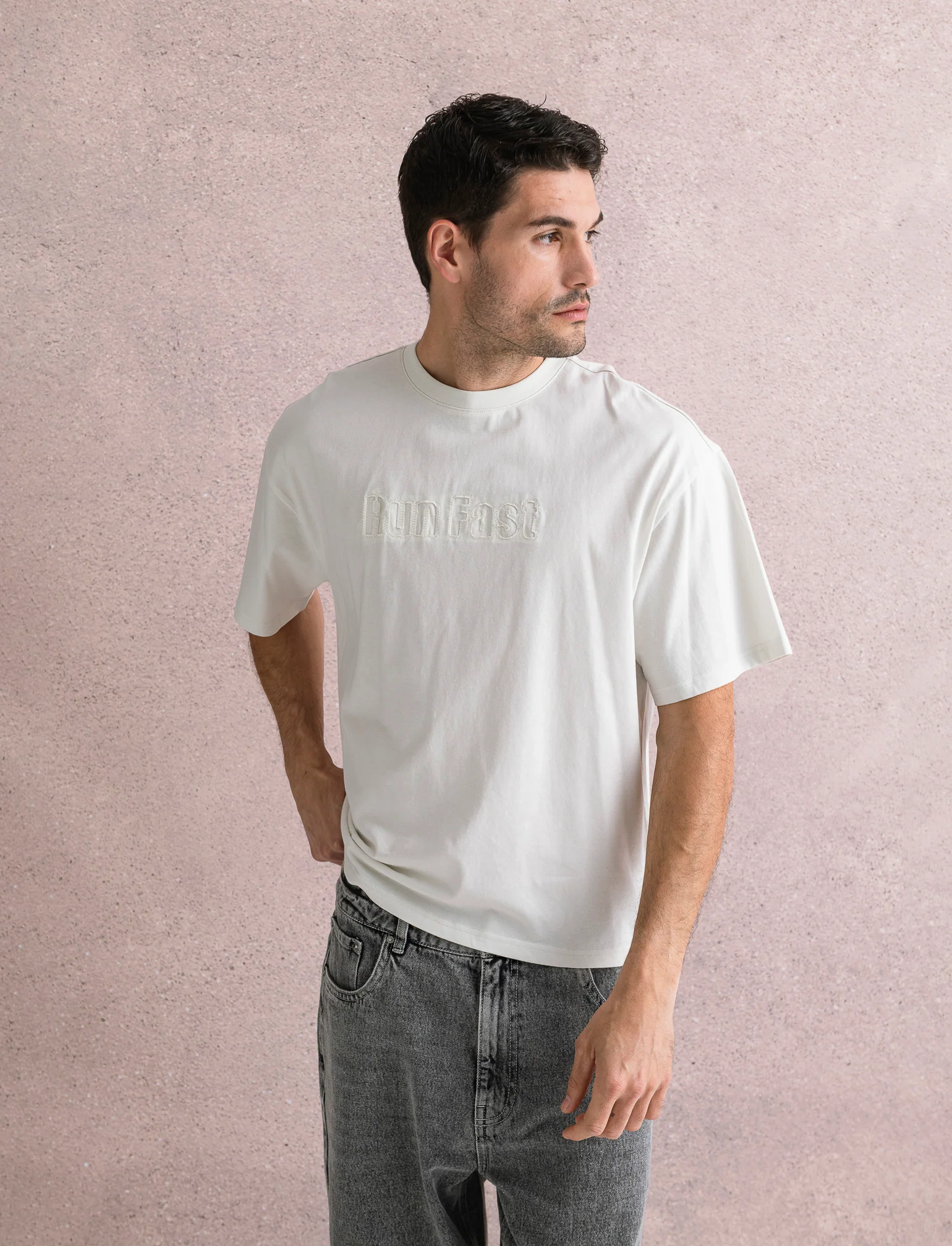 T-SHIRT BOXY FIT EFFETTO MAGLIA - Grigio ghiaccio - Image 3