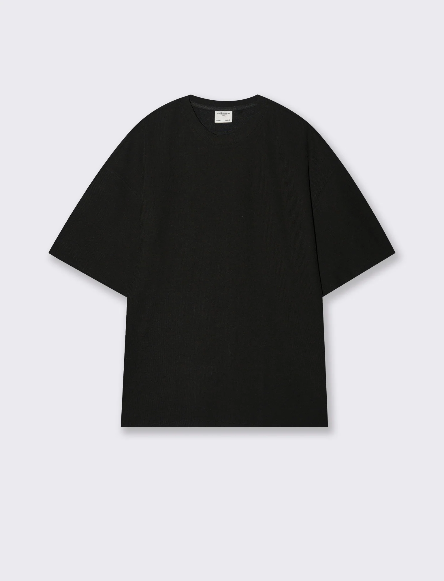 T-SHIRT BOXY FIT EFFETTO MAGLIA - Nero