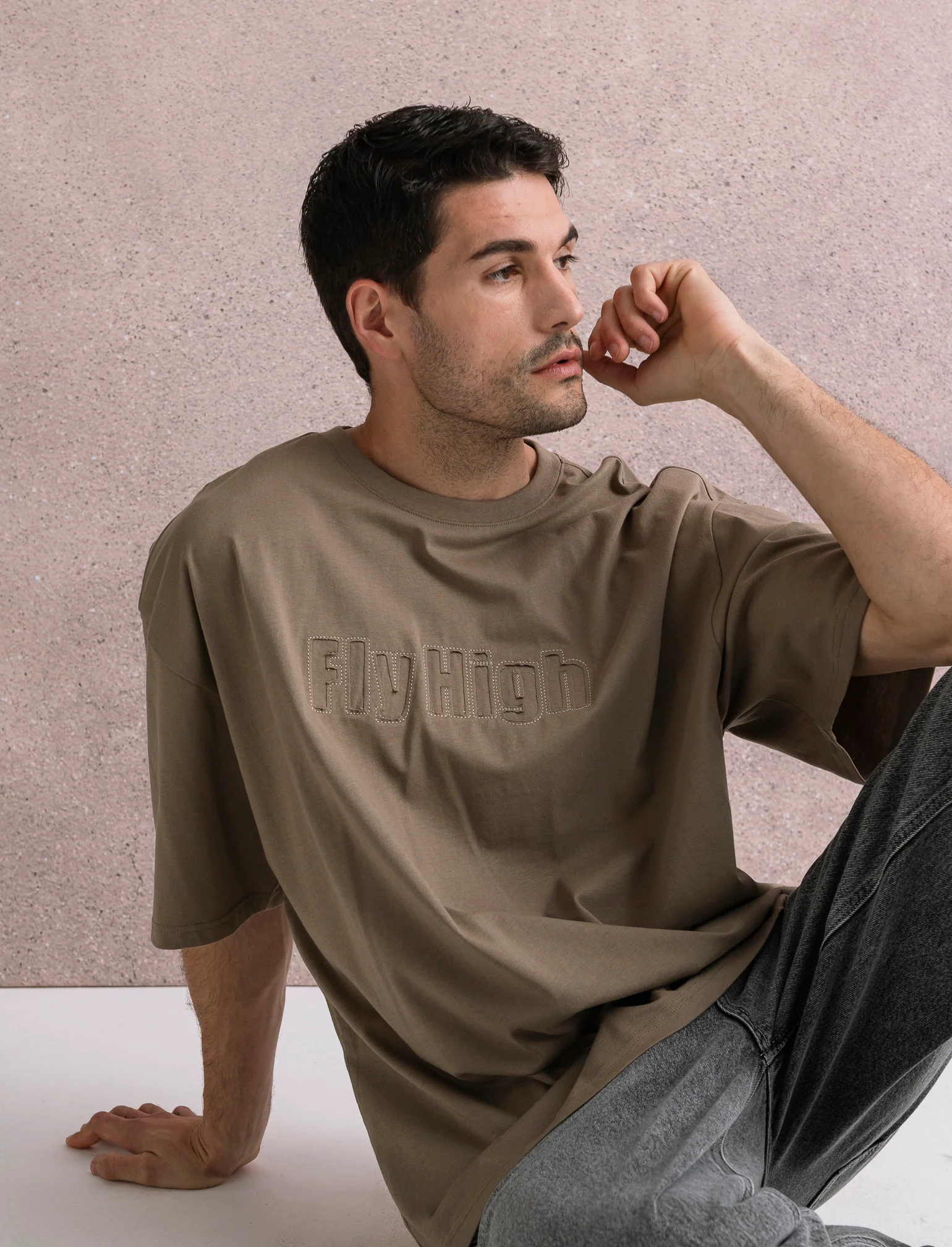 T-SHIRT BOXY FIT EFFETTO MAGLIA - Verde kaki - Image 3