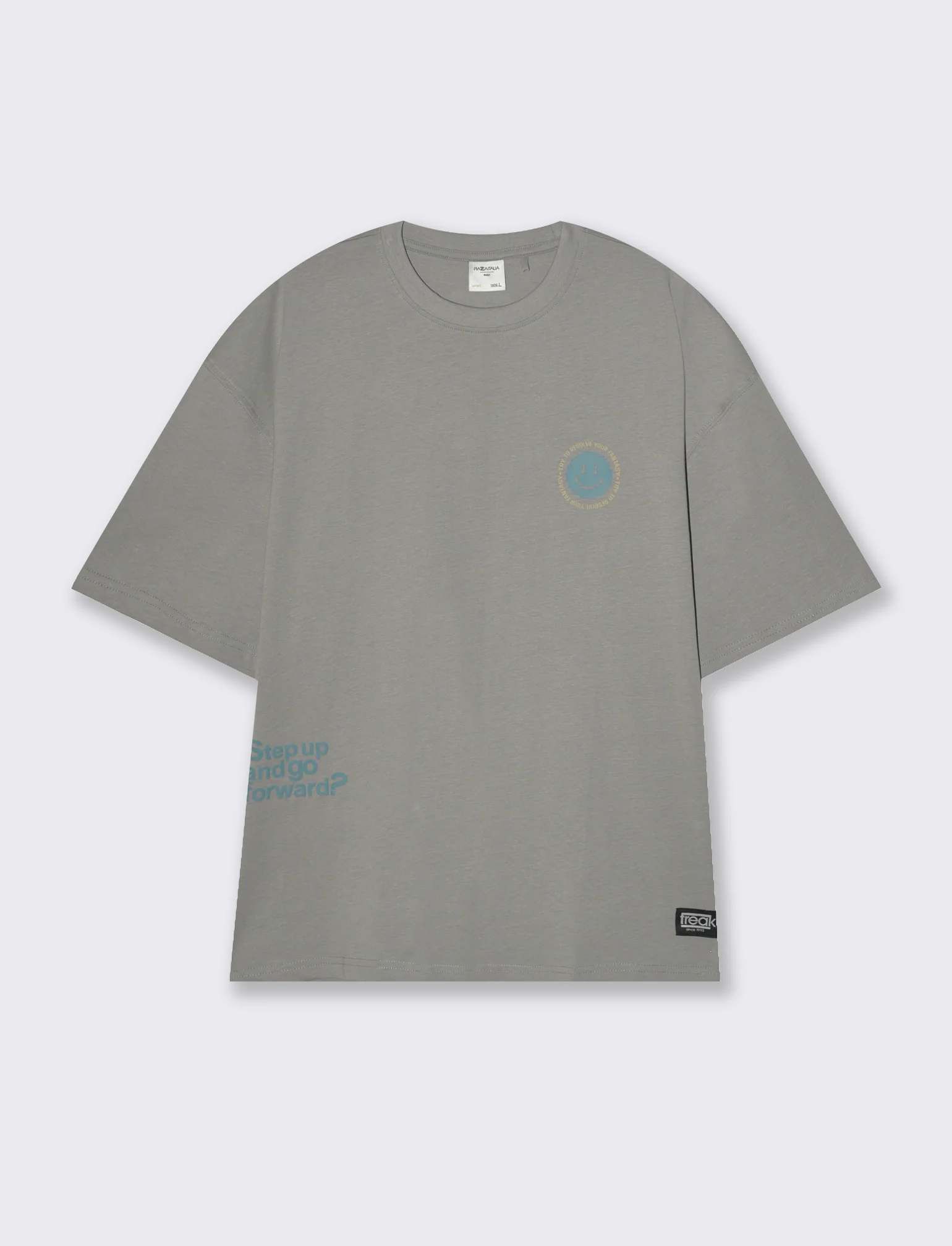 T-shirt boxy fit in cotone con stampe da uomo - Grigio - Image 4