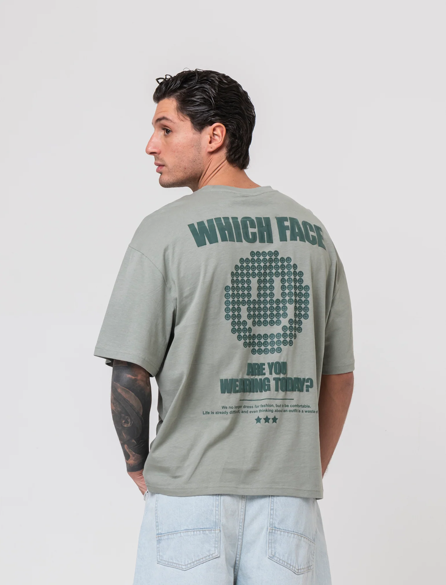 T-shirt boxy fit in cotone con stampe da uomo - Verde - Image 2