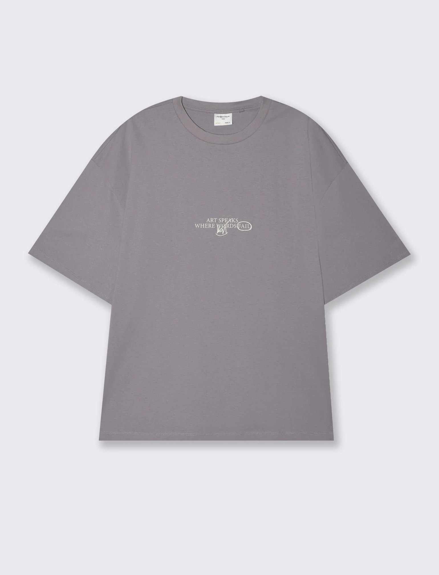 T-shirt boxy fit in cotone con stampe e ricamo da uomo - Lilla - Image 4