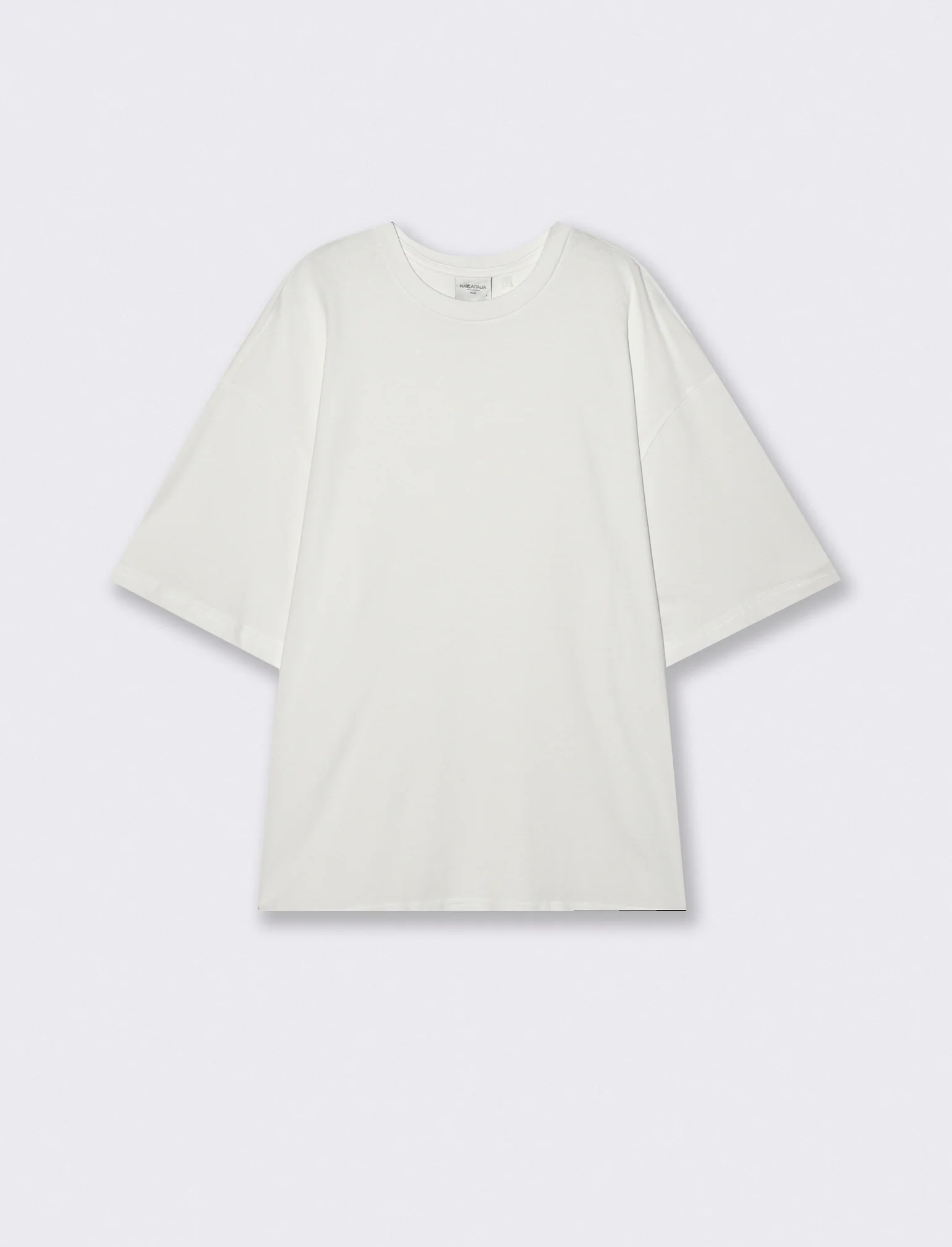T-shirt boxy fit in cotone girocollo - Bianco - Image 2