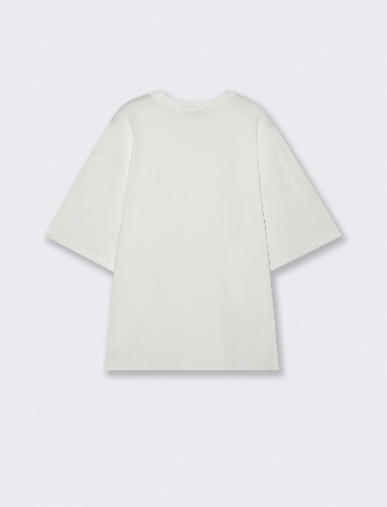 T-shirt boxy fit in cotone girocollo - Bianco - Image 3