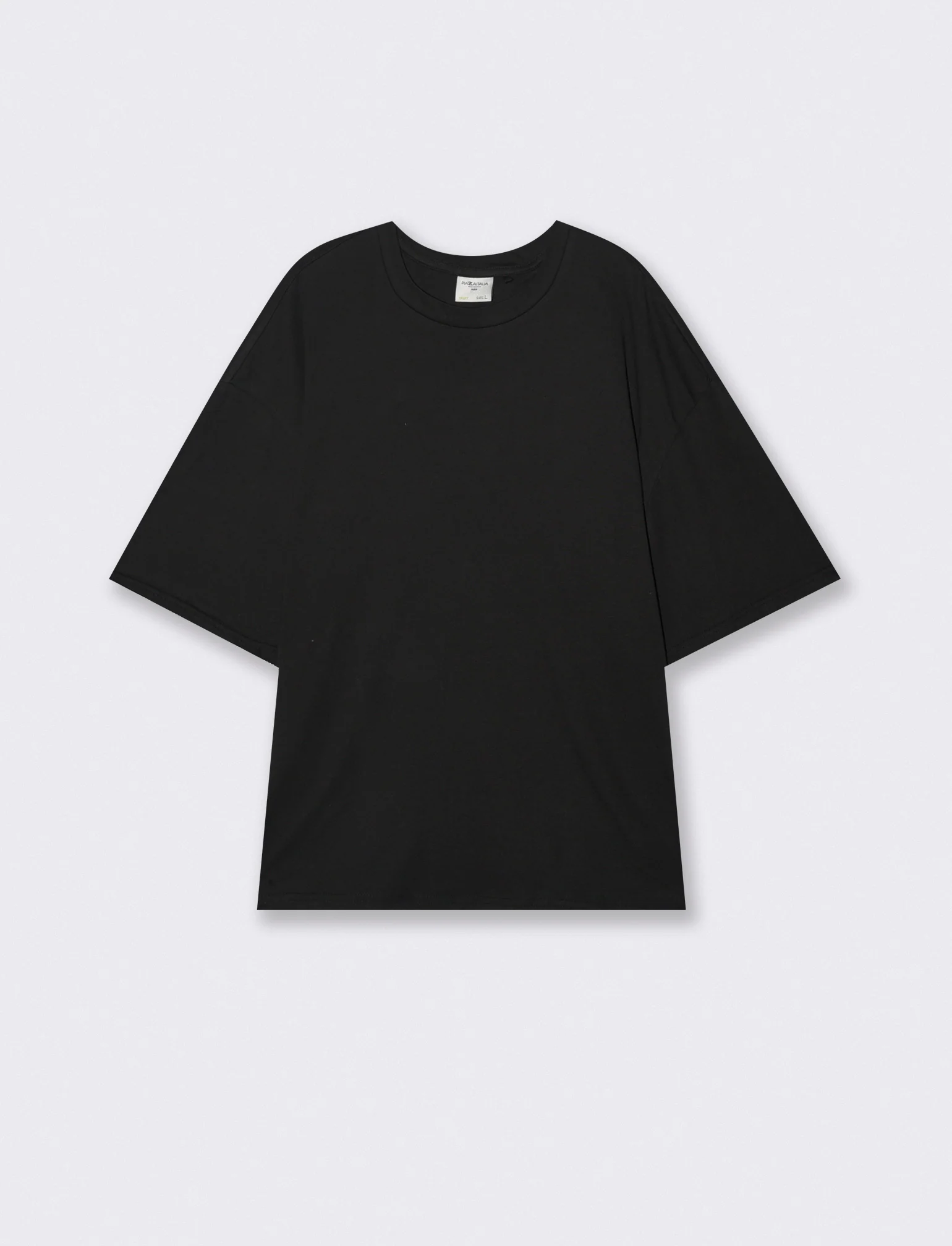 T-shirt boxy fit in cotone girocollo - Nero - Image 2