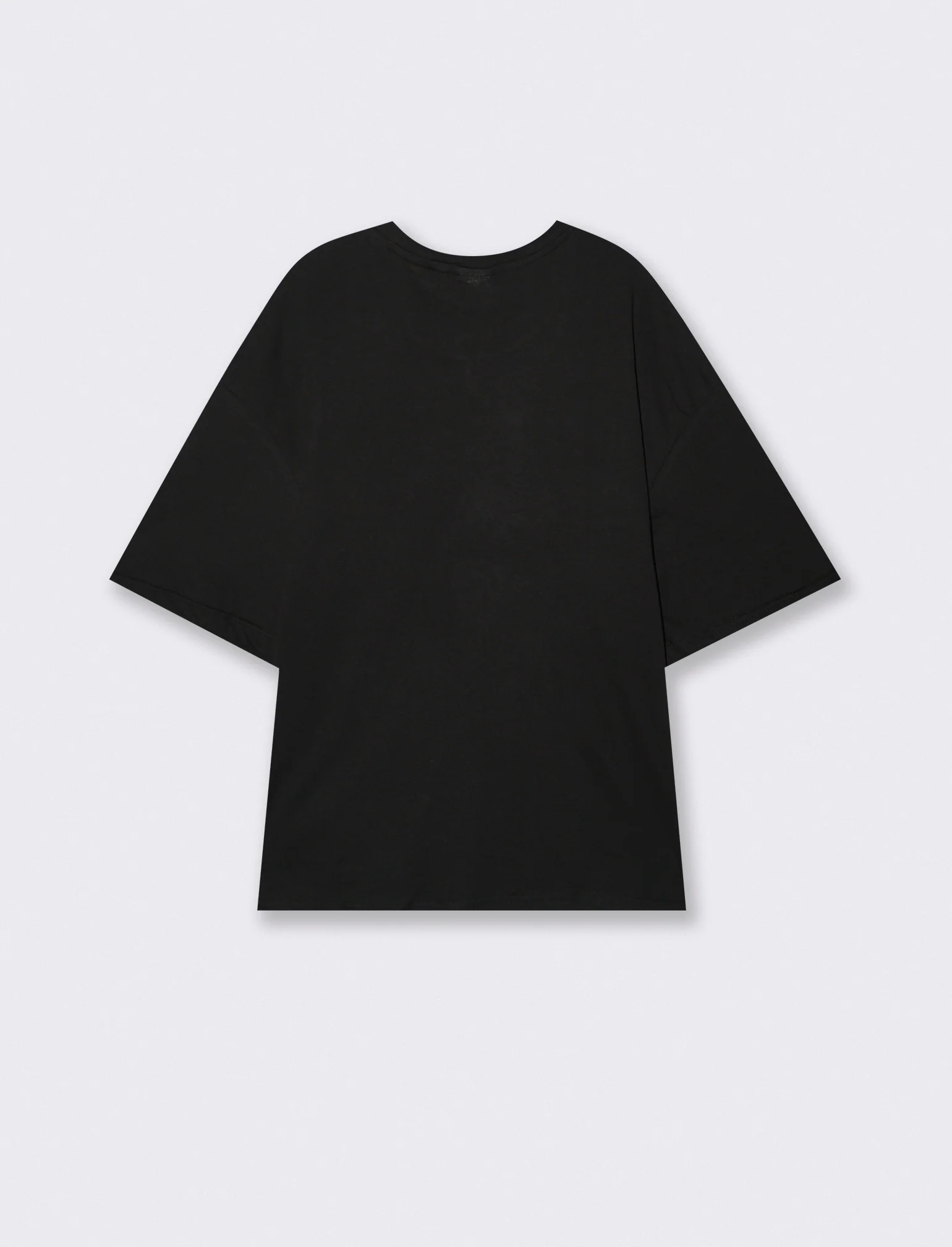 T-shirt boxy fit in cotone girocollo - Nero - Image 3