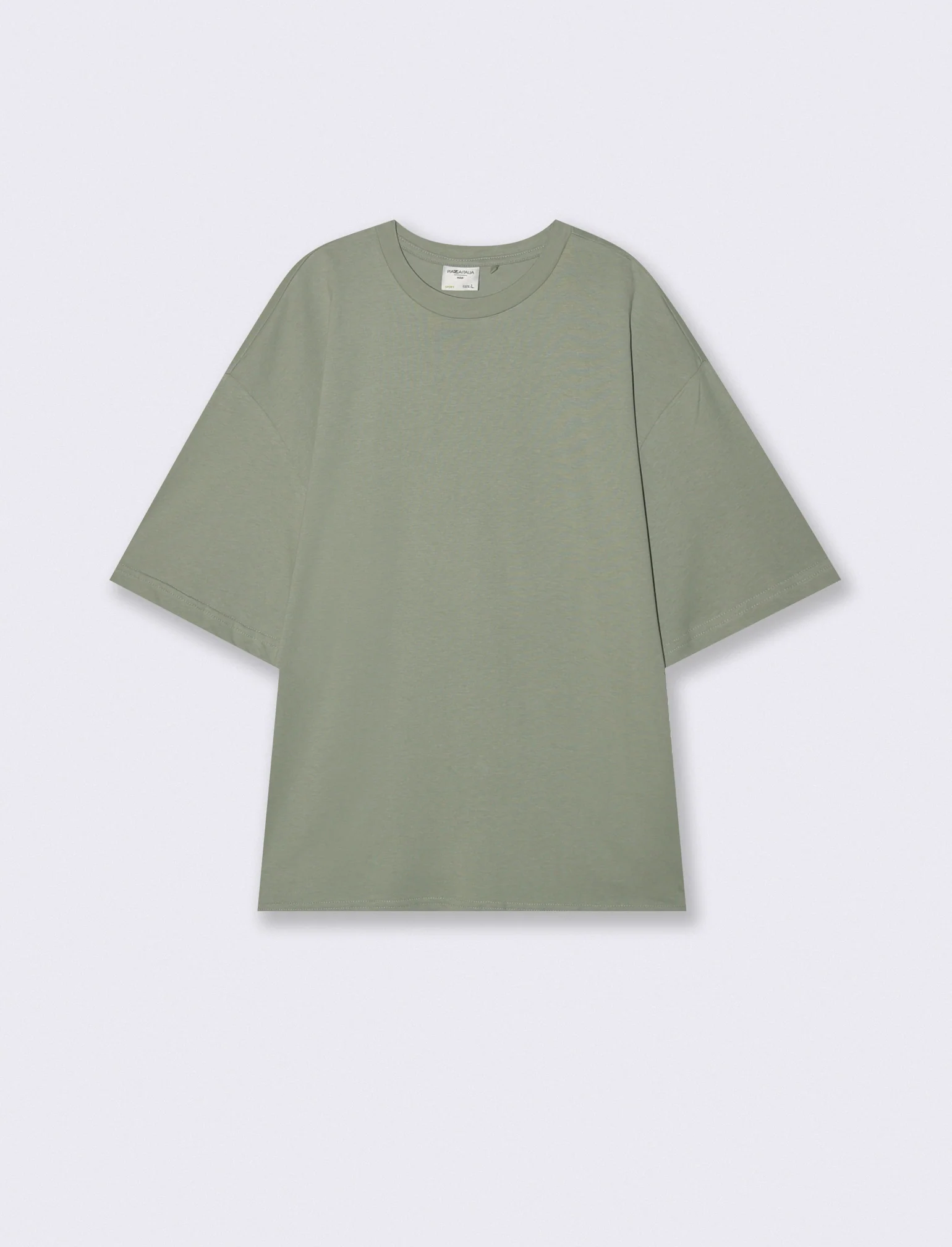 T-shirt boxy fit in cotone girocollo - Verde salvia - Image 2