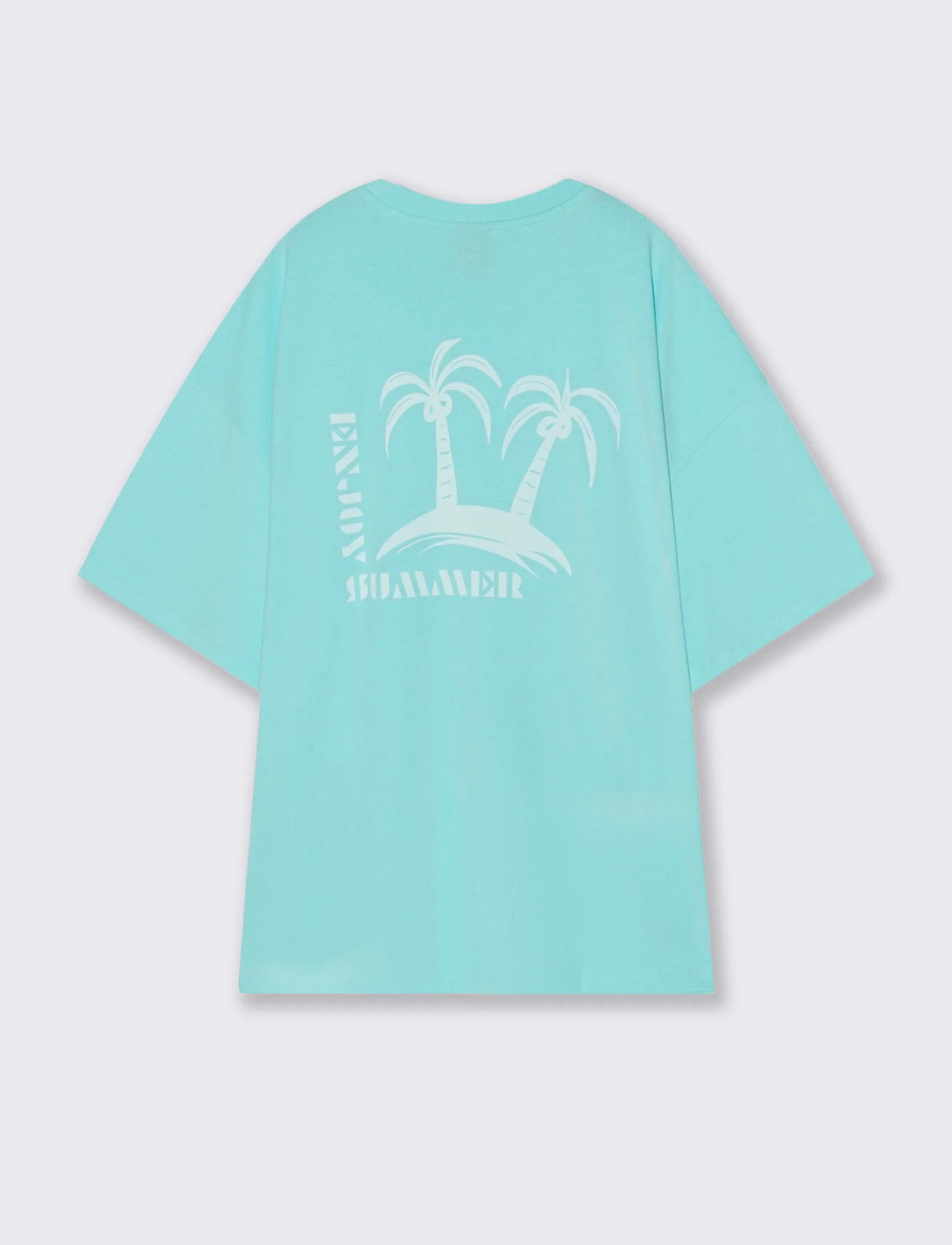T-shirt Boxy Fit Super Soft con Stampa - Turchese - Image 2