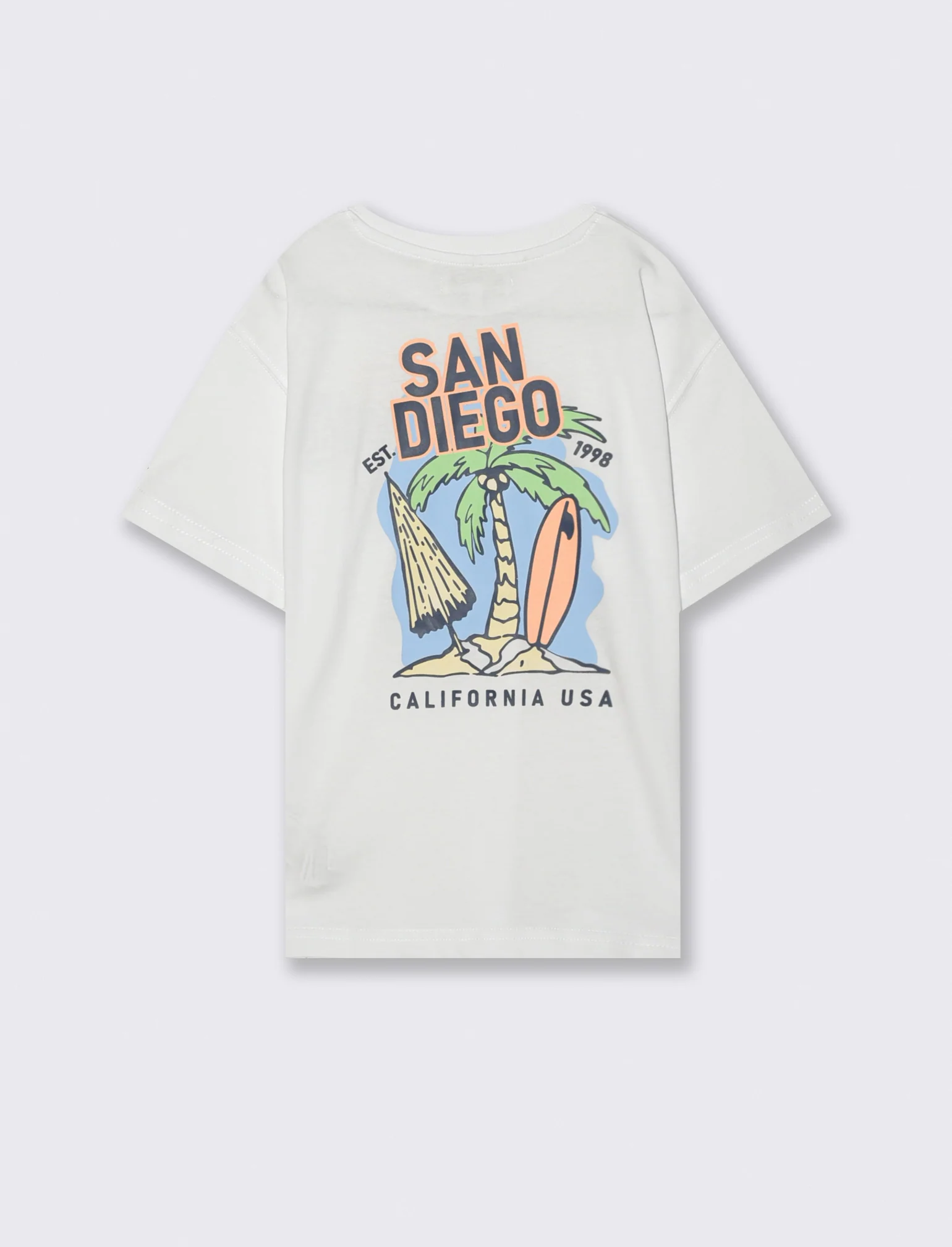 T-Shirt Casual con Stampa Posteriorе - Bianco - Image 2