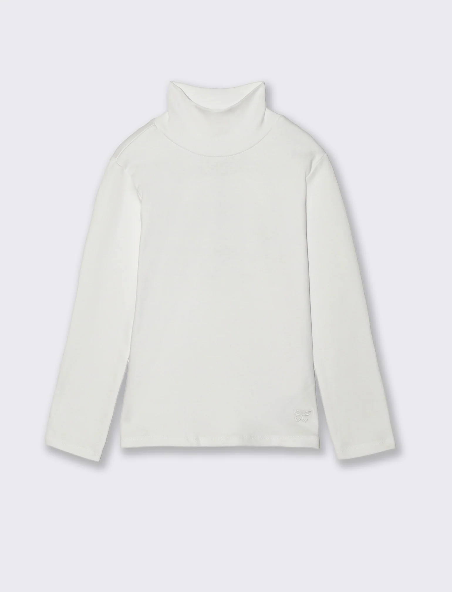 T-shirt collo alto a manica lunga in interlock. - Bianco