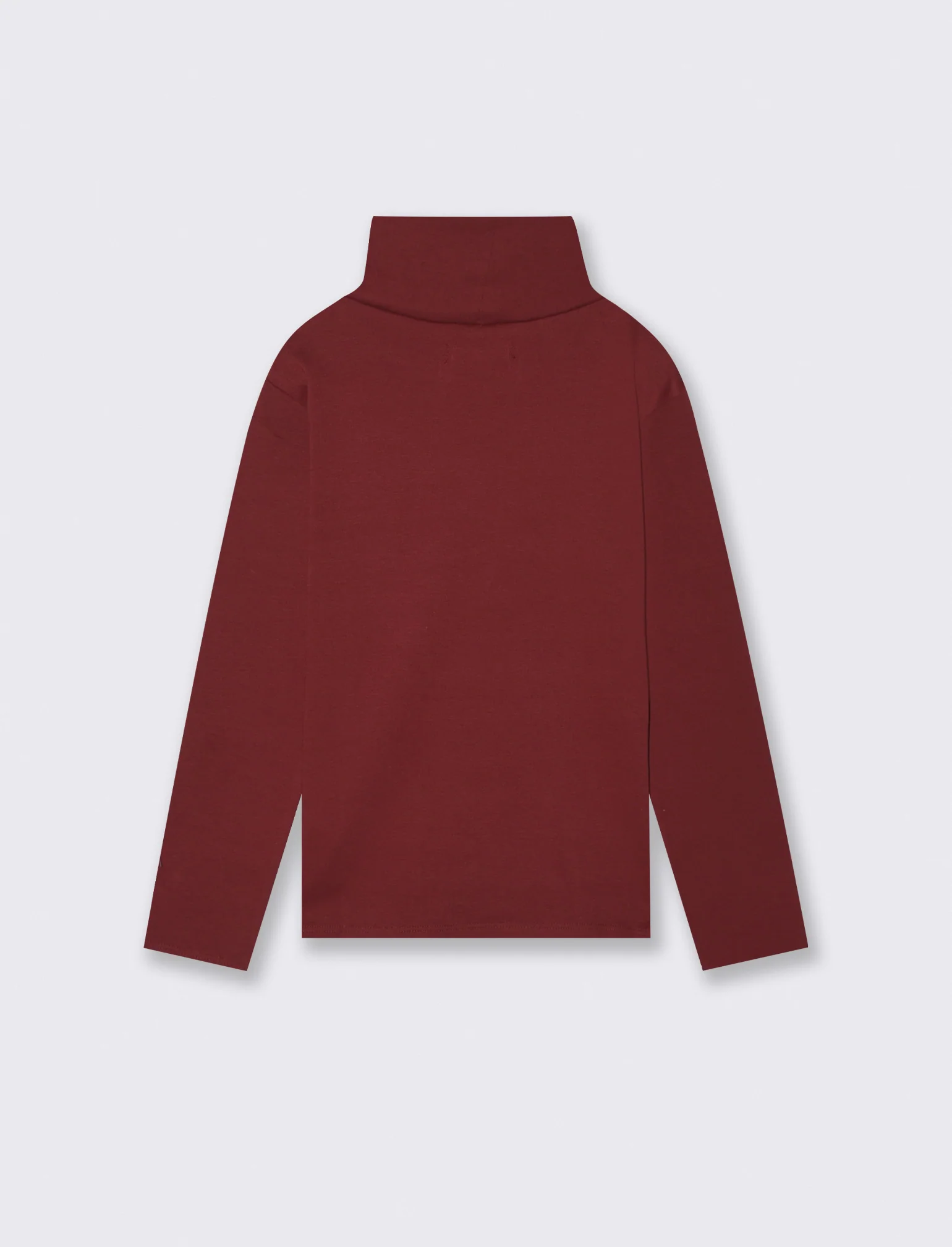 T-shirt collo alto a manica lunga in interlock. - Bordeaux - Image 2