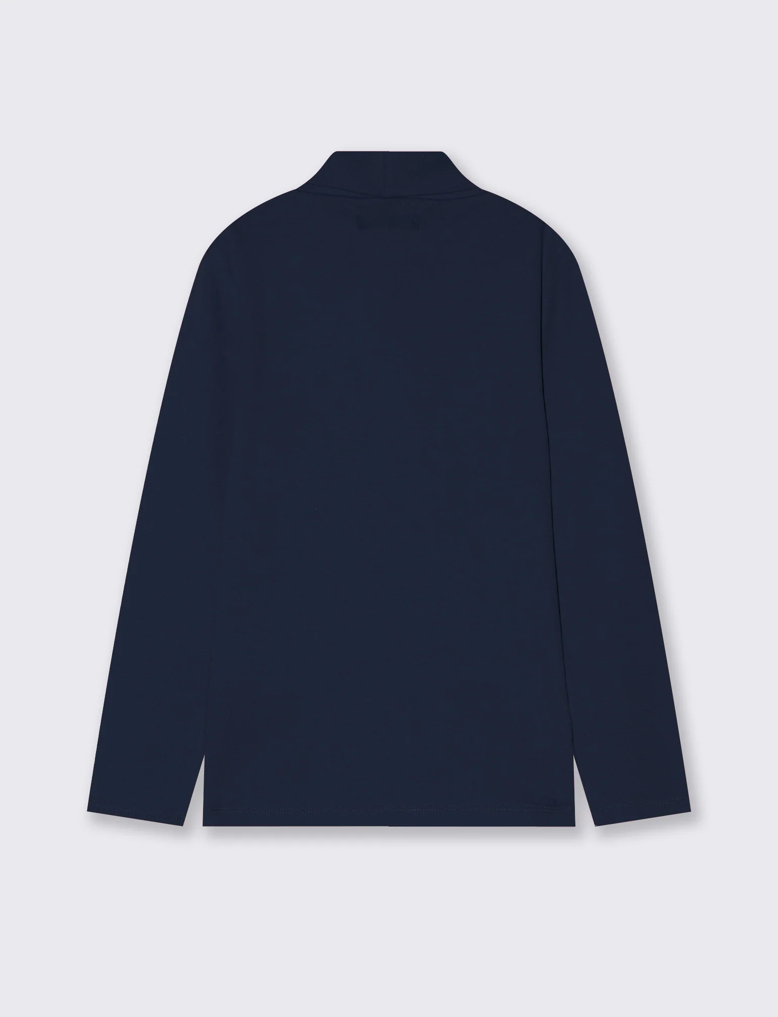 T-shirt collo alto in cotone interlock - Blu - Image 2
