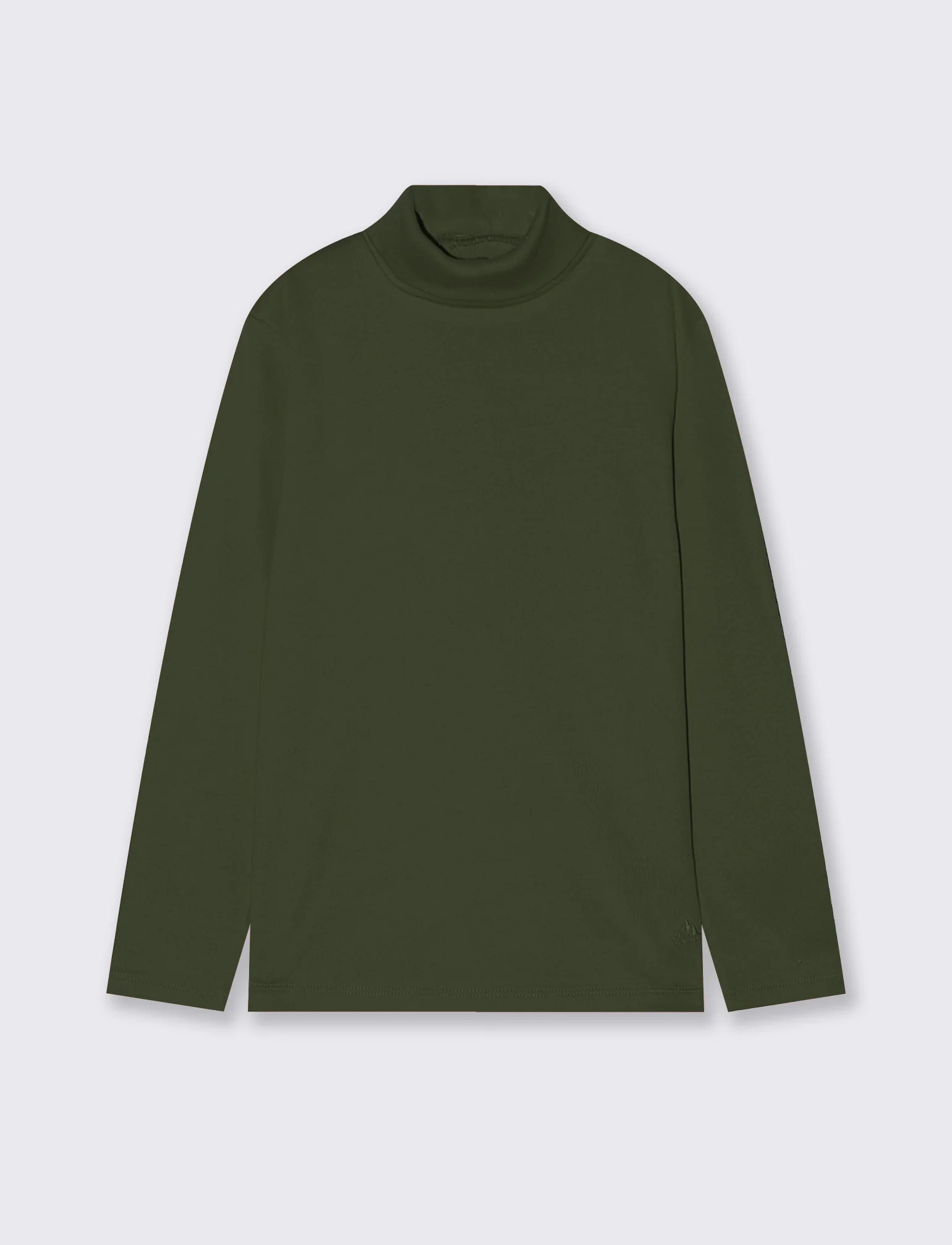 T-shirt collo alto in cotone interlock - Verde militare