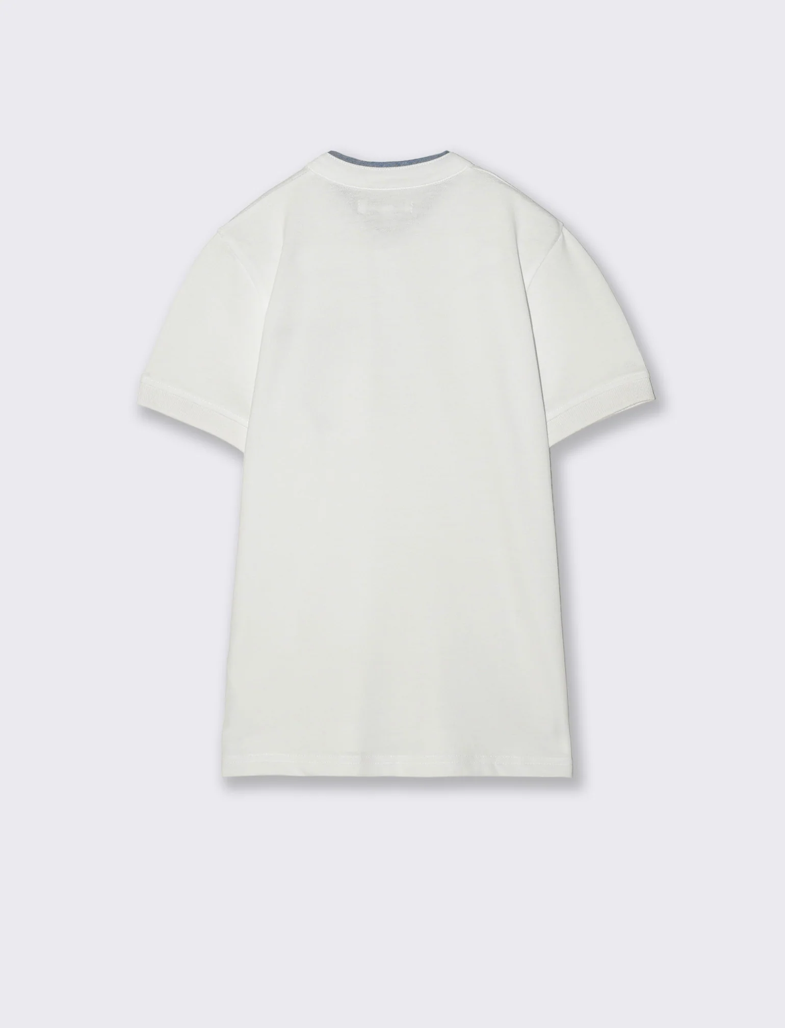 T-shirt collo coreano in Piquet di cotone - Bianco - Image 4