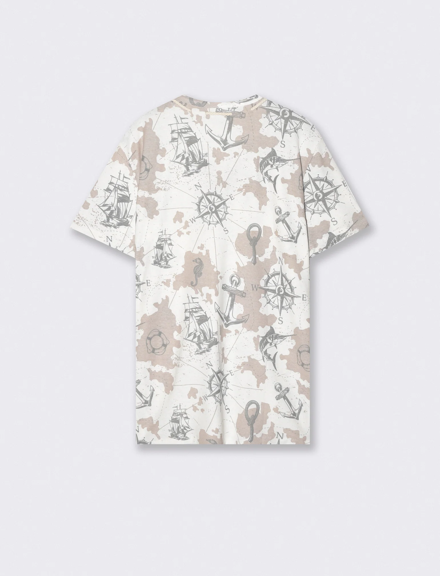 T-shirt collo derby con stampa all over - Bianco - Image 2